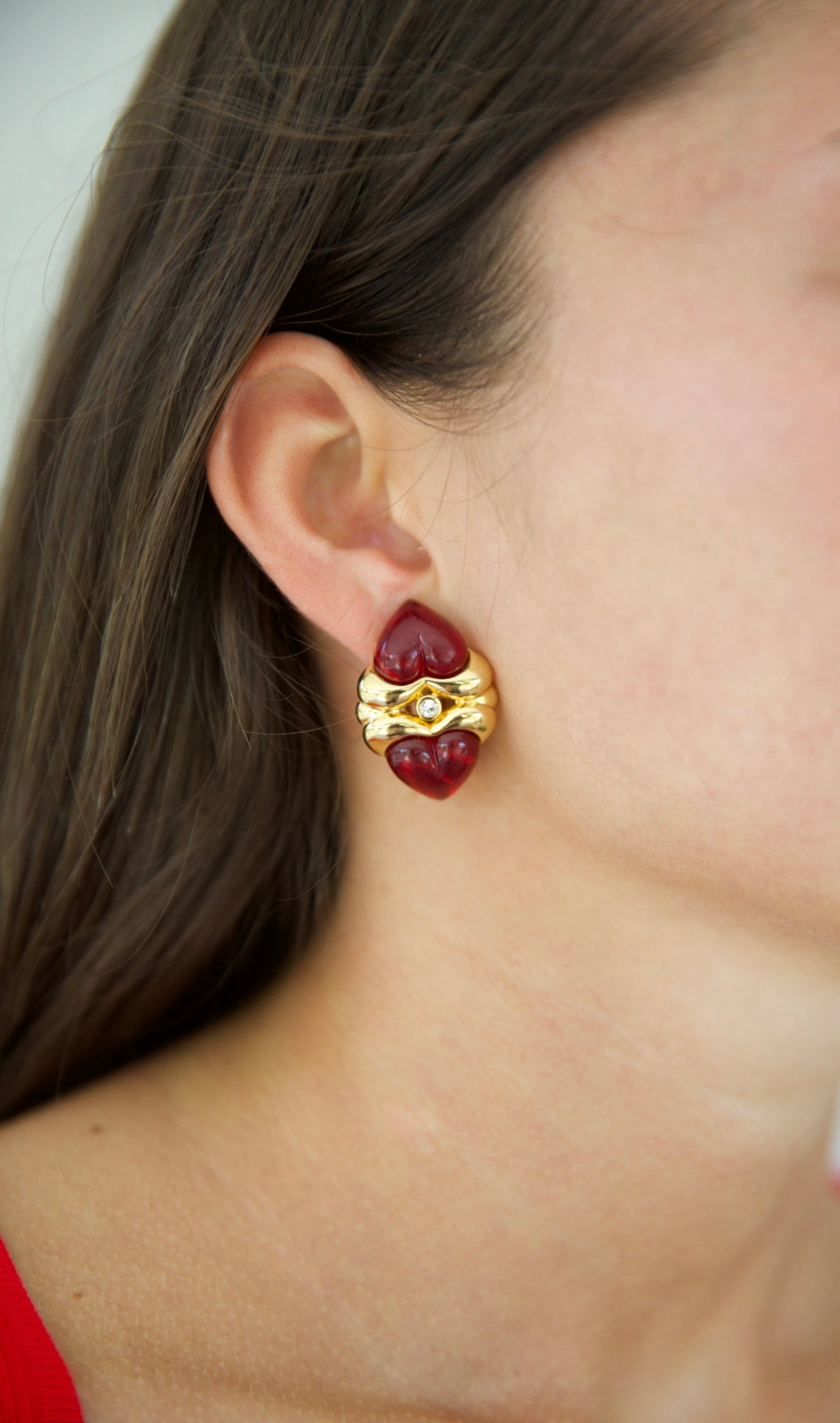 Vintage Heart Earrings Clip On