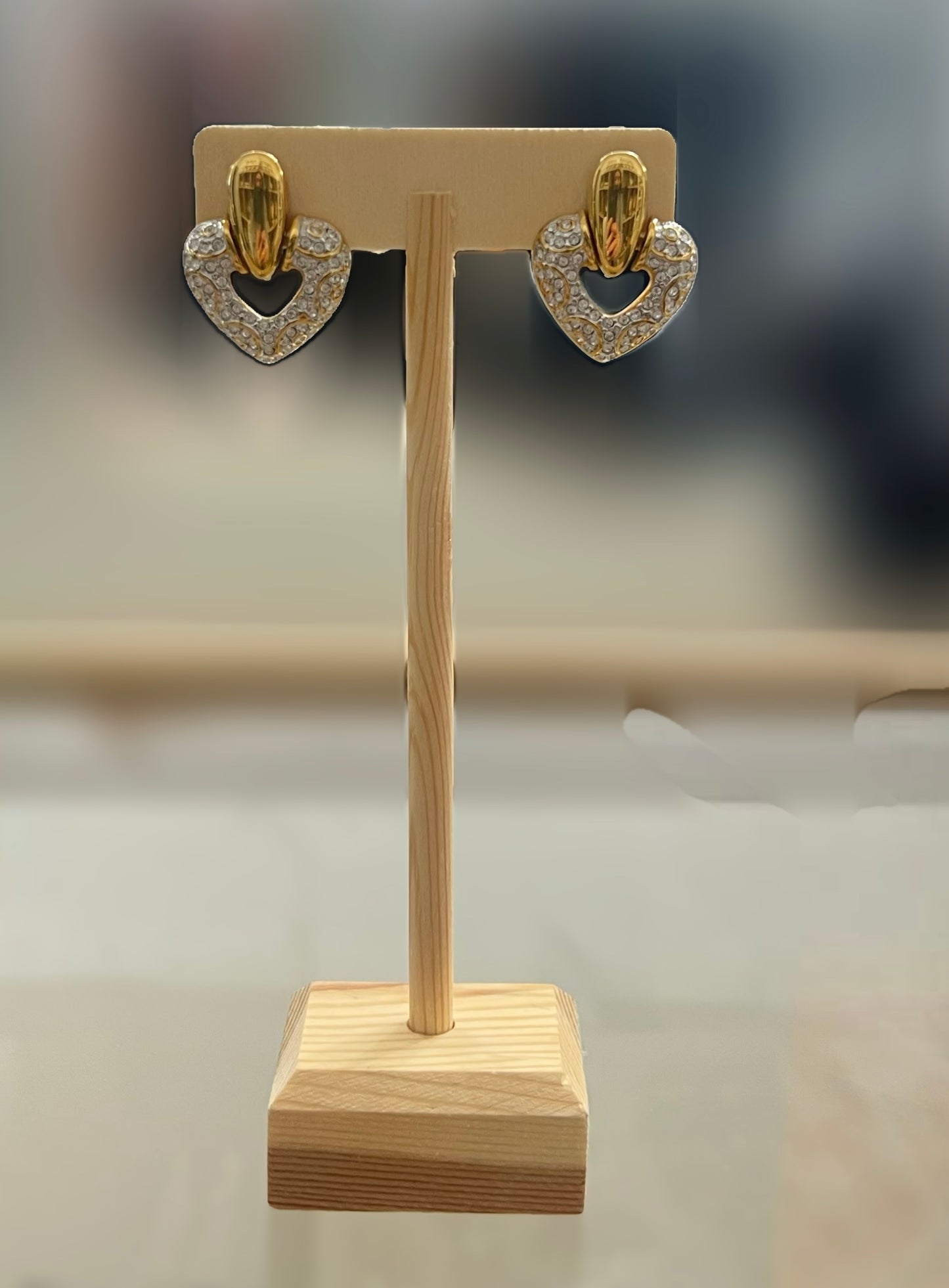 Gold Plated Heart Door knocker clip-on Earrings