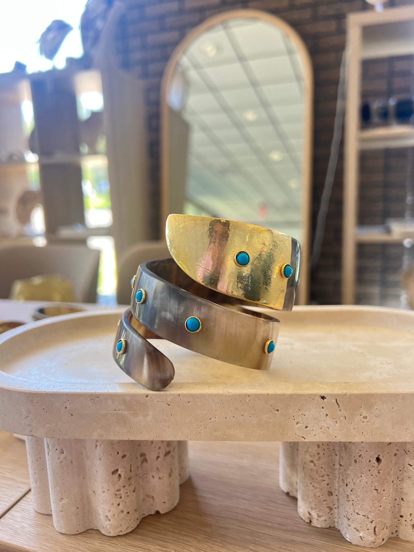 Gold Brown And Turquoise Arm Cuff