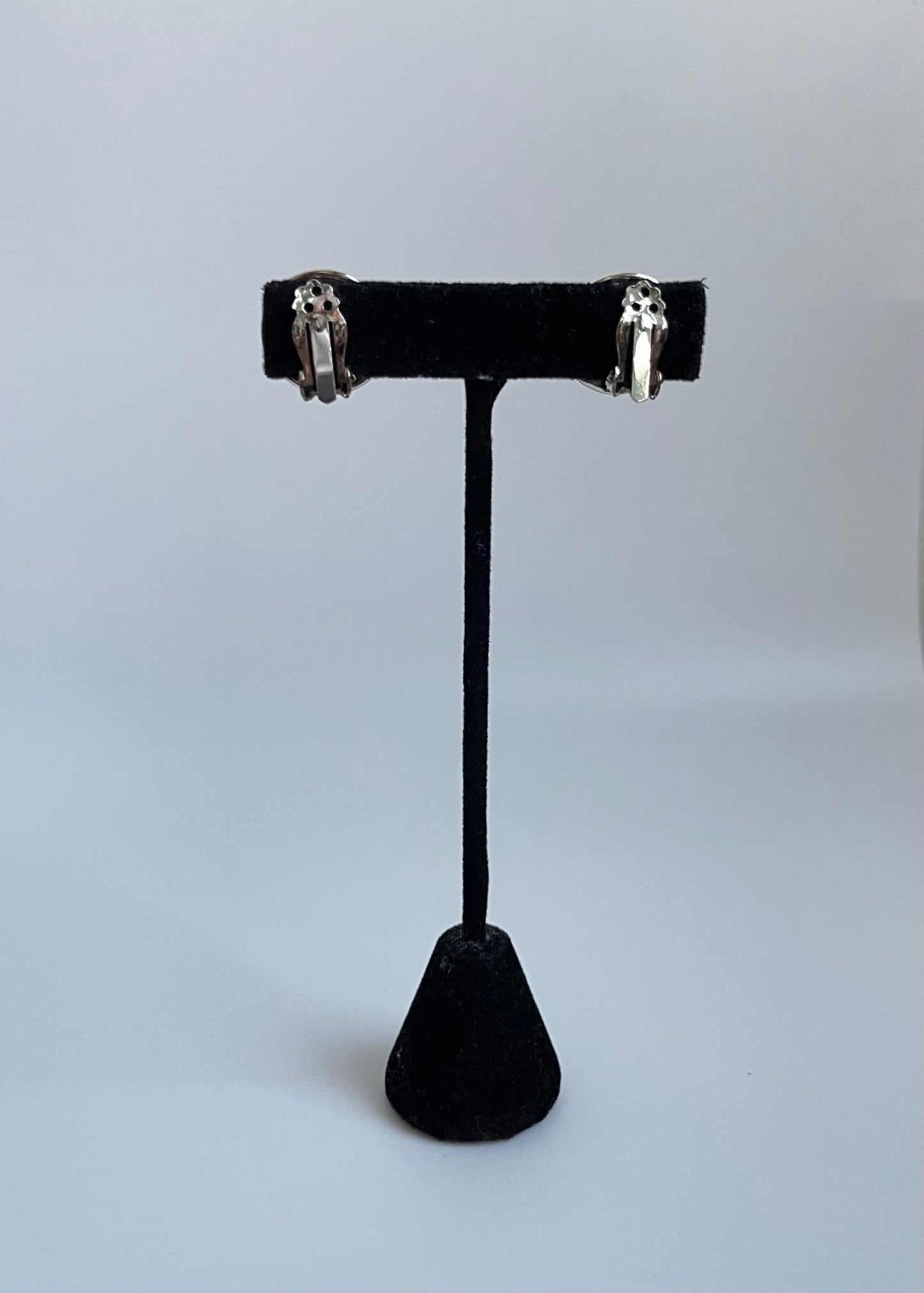 Mini Silver Button Clip Back Earringd