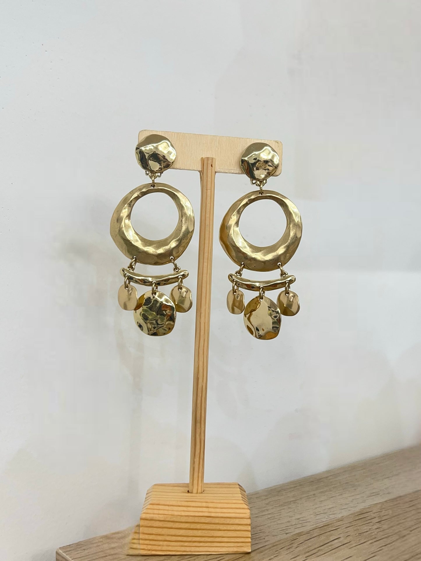 Vintage Dangle Round Hammered Dangle Earrings