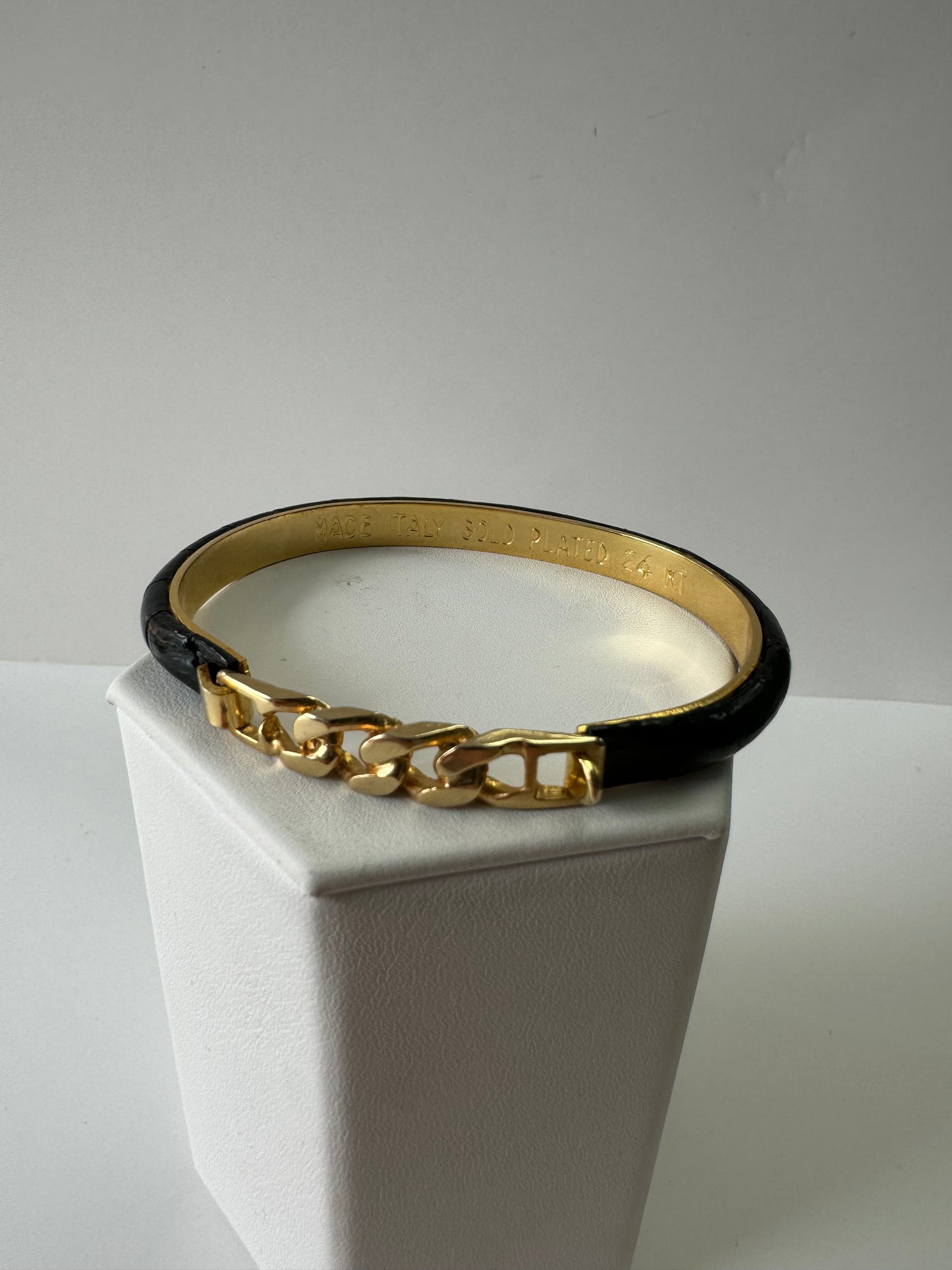 Black Leather Cuff Bracelet