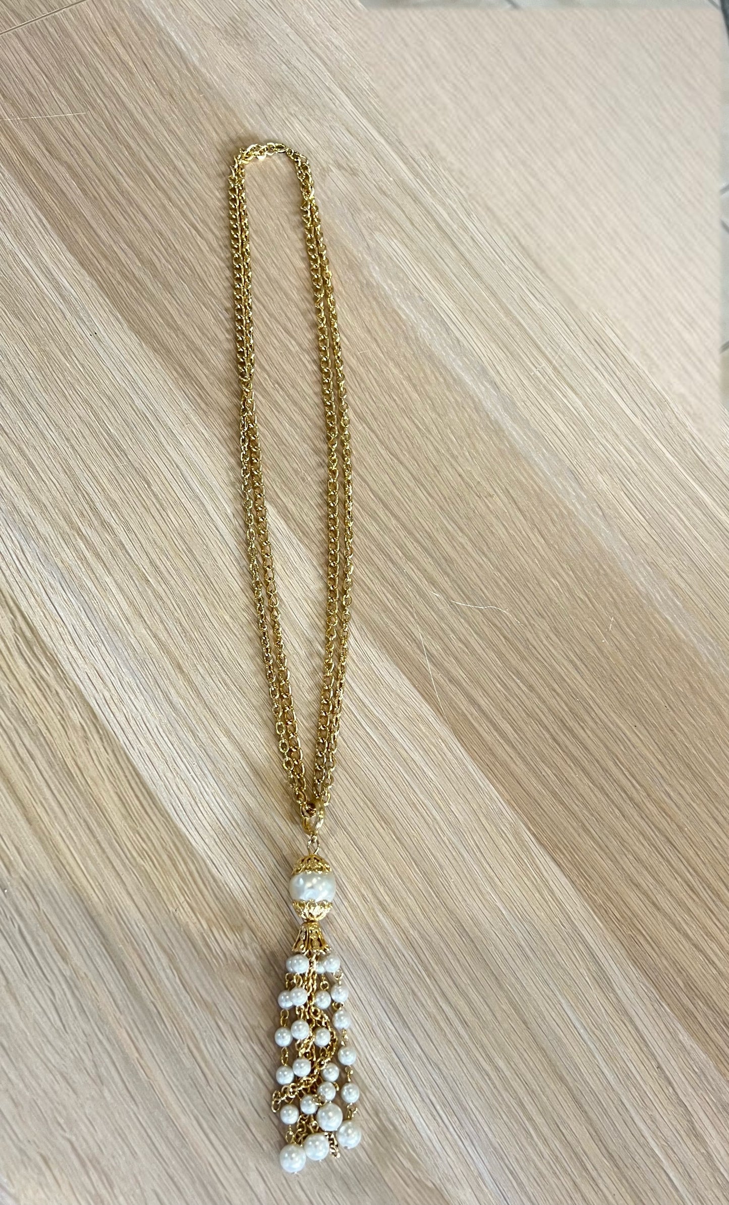 Gold And Pearl Tassel Necklace