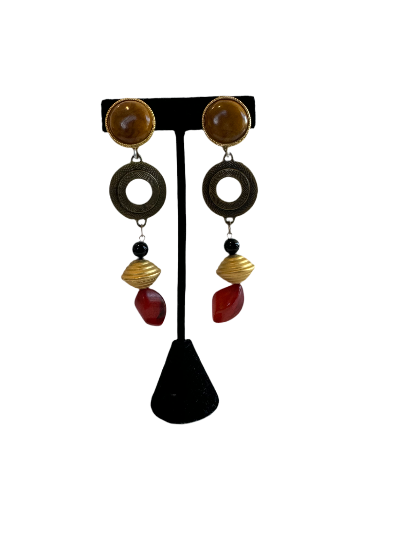 Vintage Colored Beaded Hanging Clip Ons