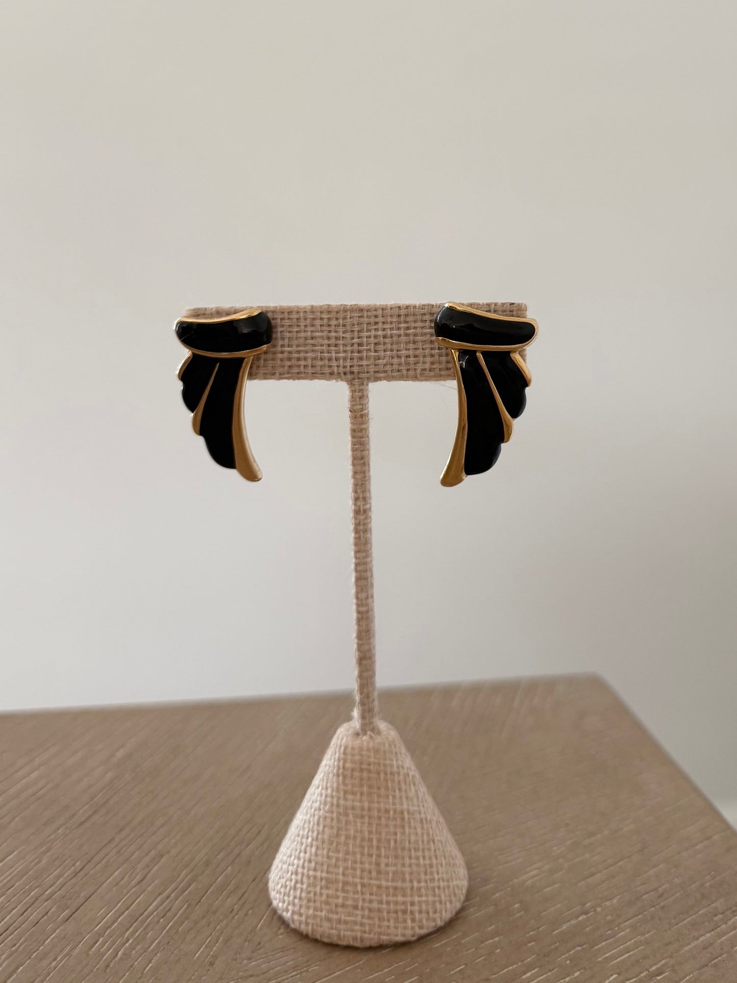 Vintage Black Enamel Wings