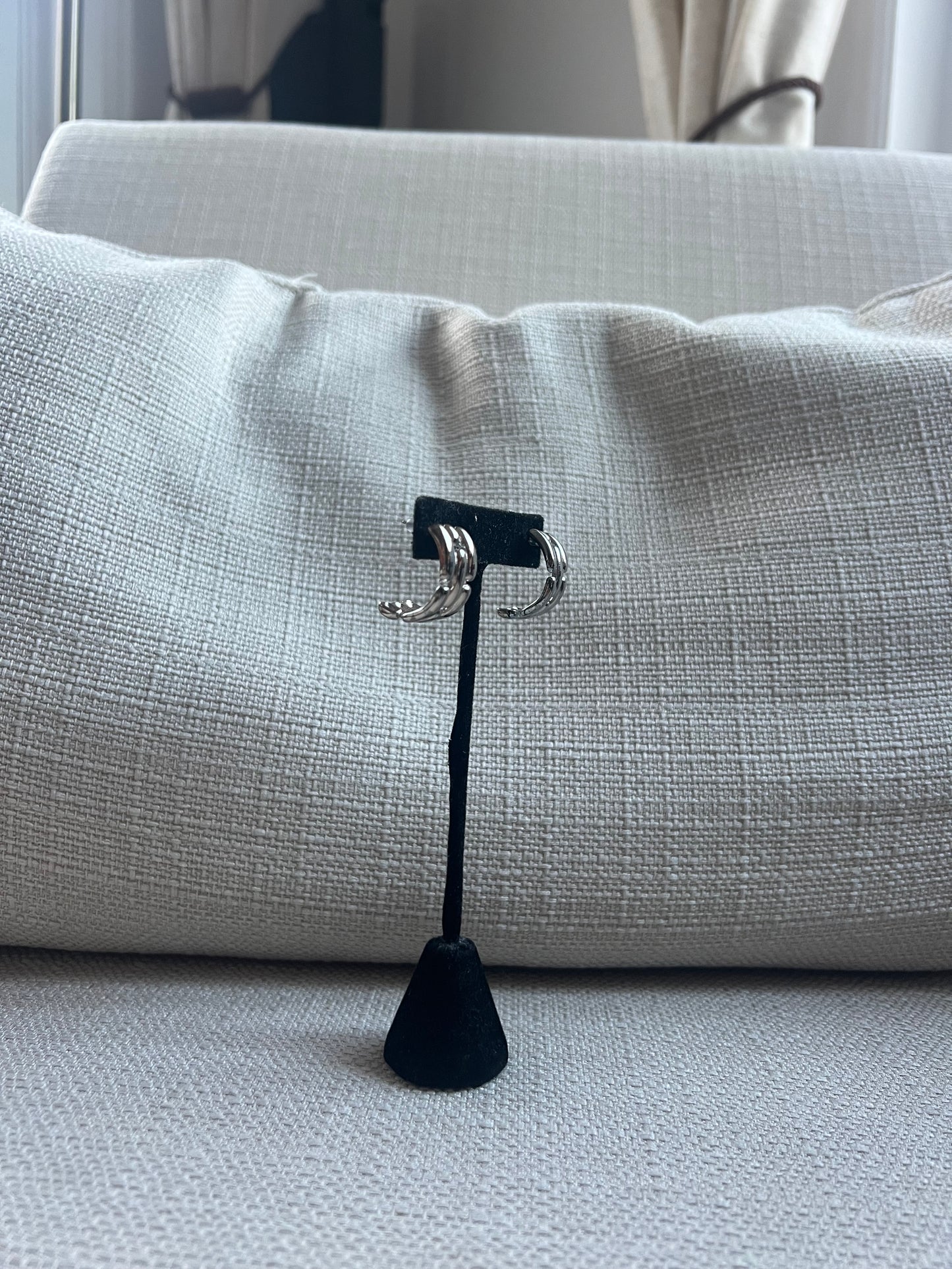 Givenchy Silver Link Half Hoop Earring