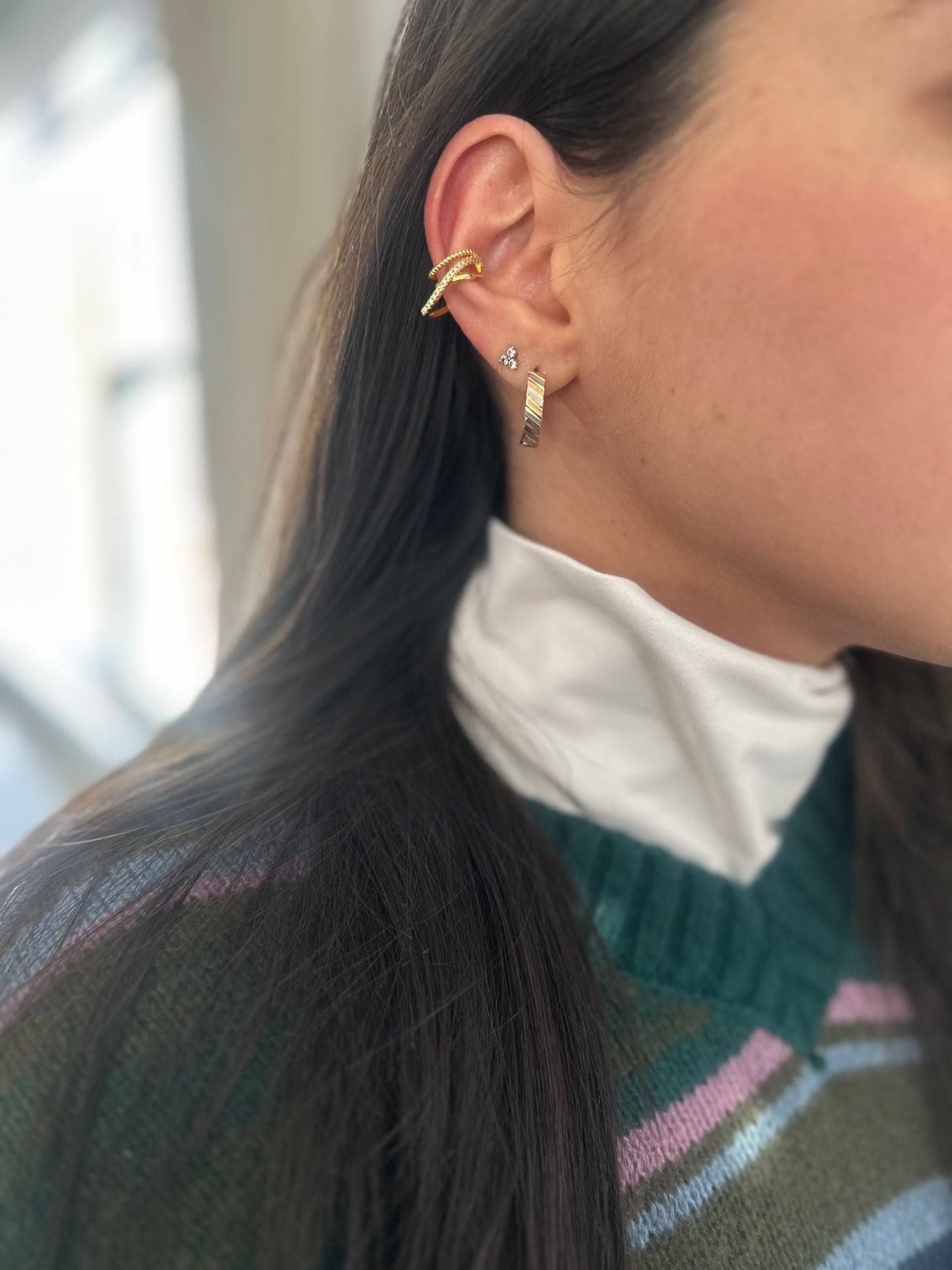 Wire and Crystal Ear Cuff