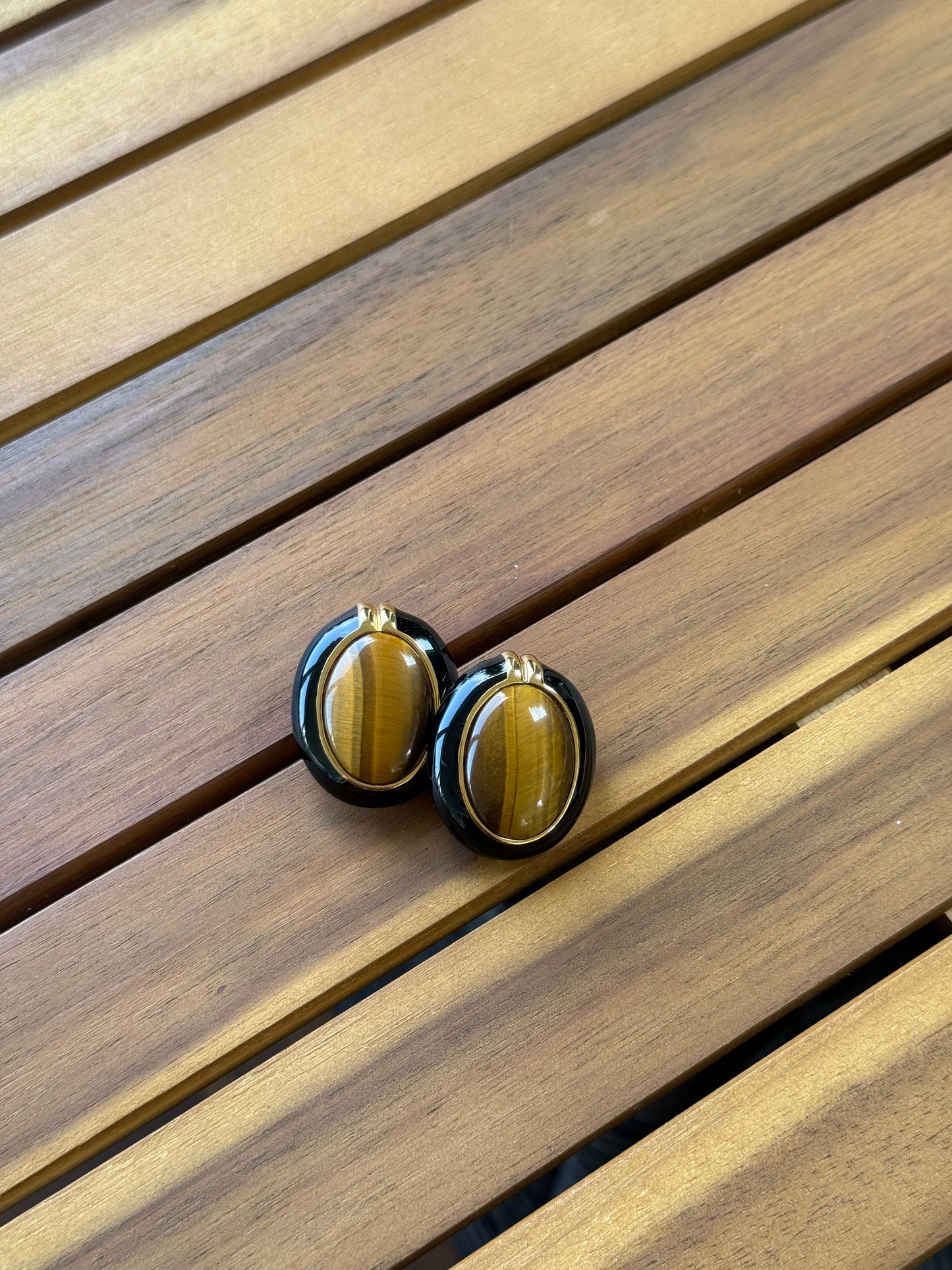 Vintage Ciner Tigers Eye Earrings