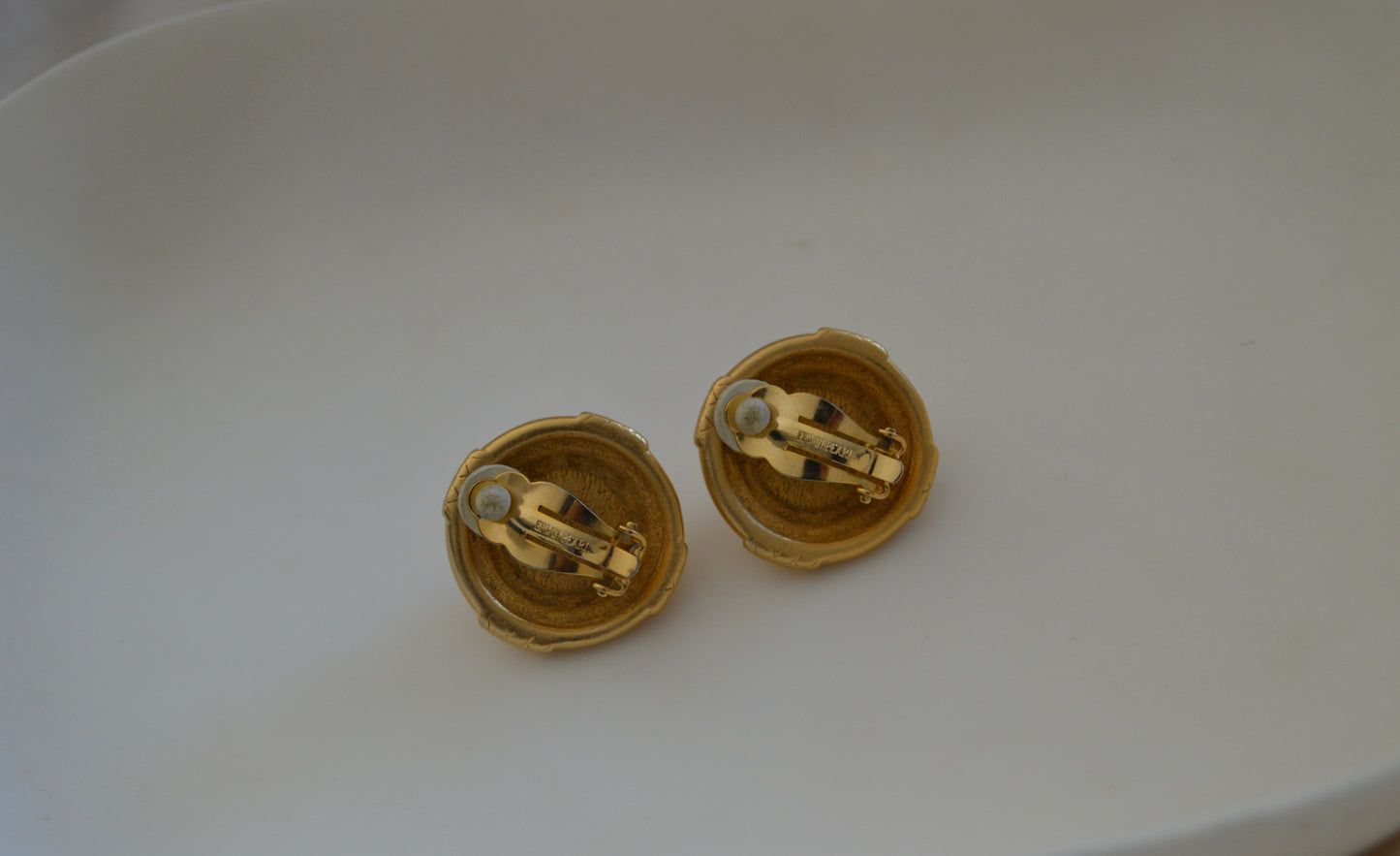 Gold and Pearl Circle Earrings