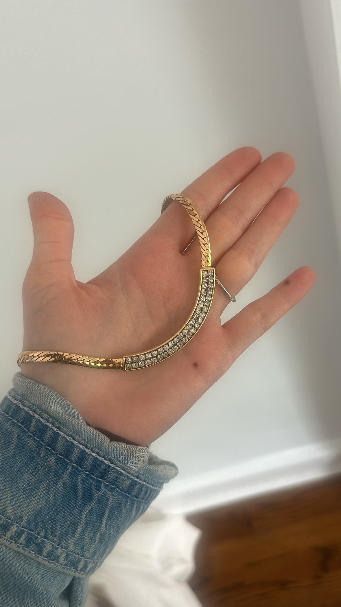 Gold and Crystal Collar Link Necklace