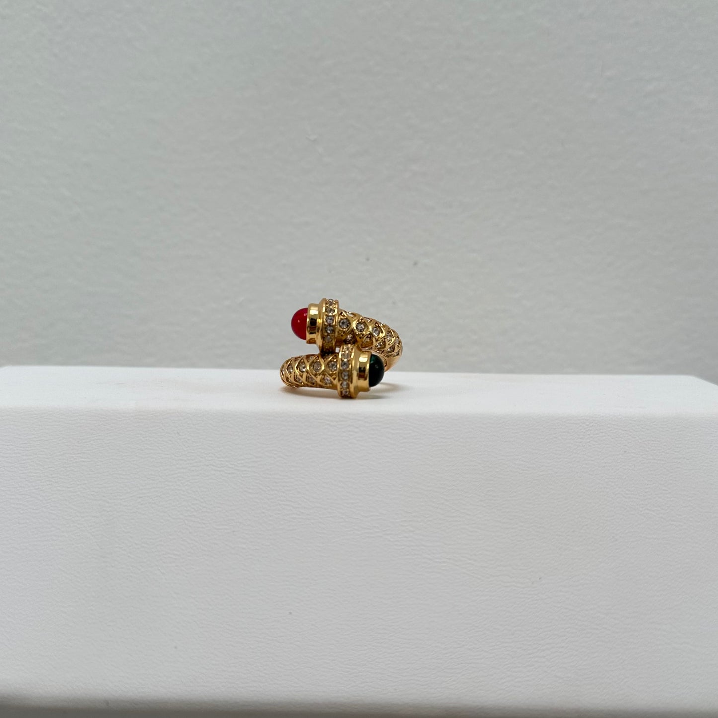 Wrap Around Green and Ruby Ring