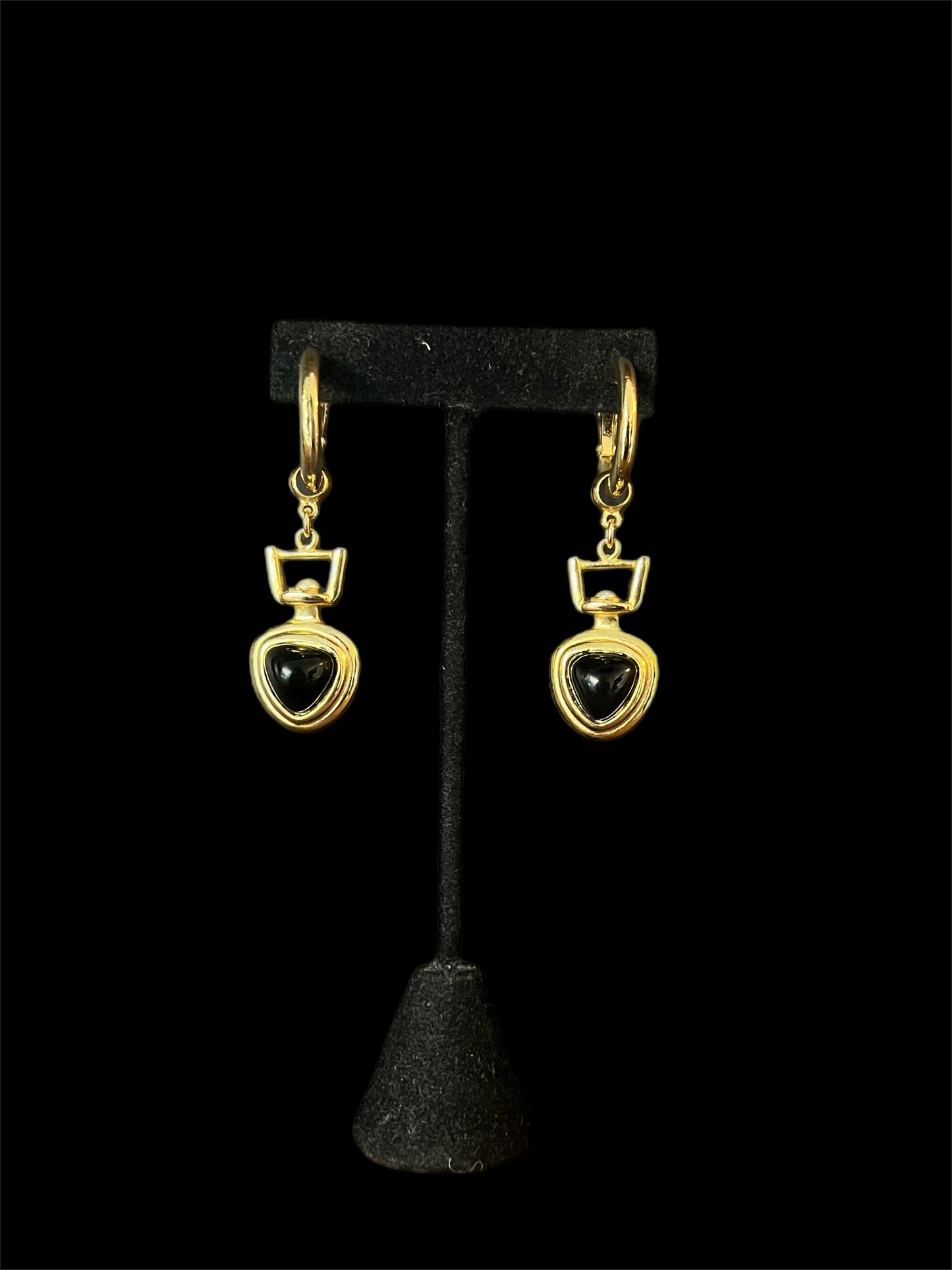 Black And Gold Dangle Earrings