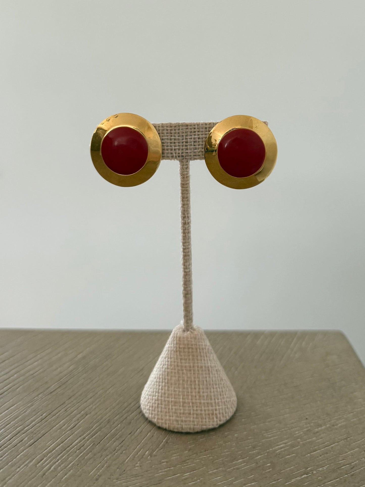 Red And Gold Circle Earrings