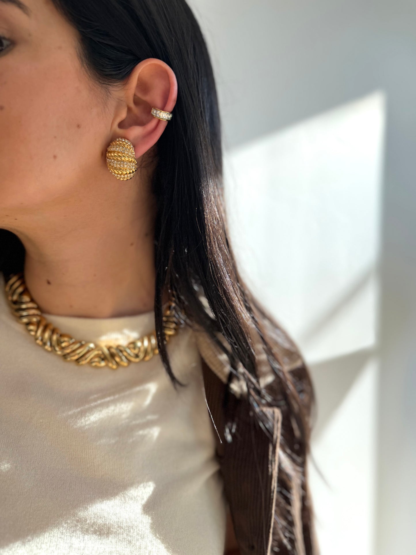 Gold and Crystal Ear Cuff