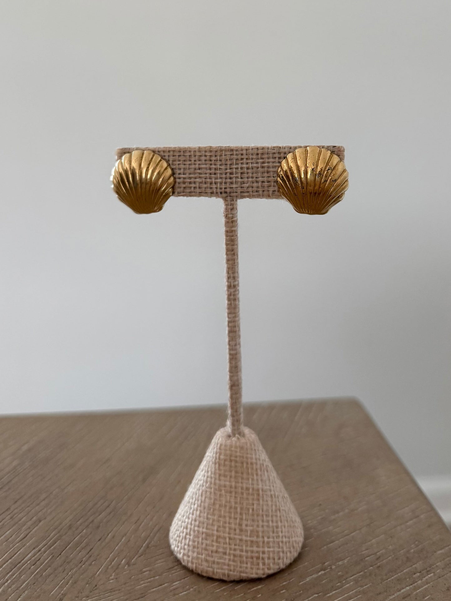 Vintage Small Gold Shell Earrings