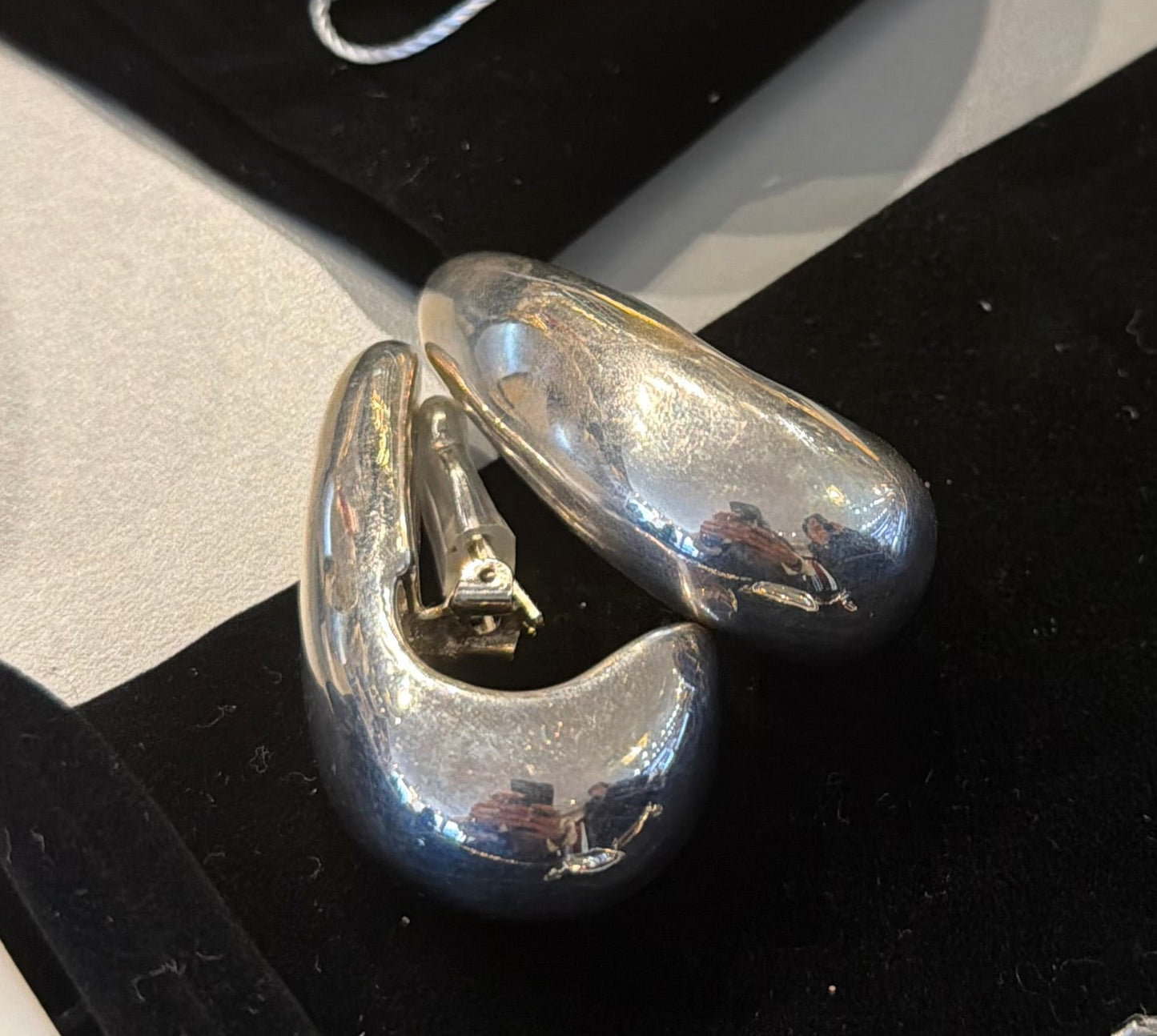 Silver Long Half Hoop Earring