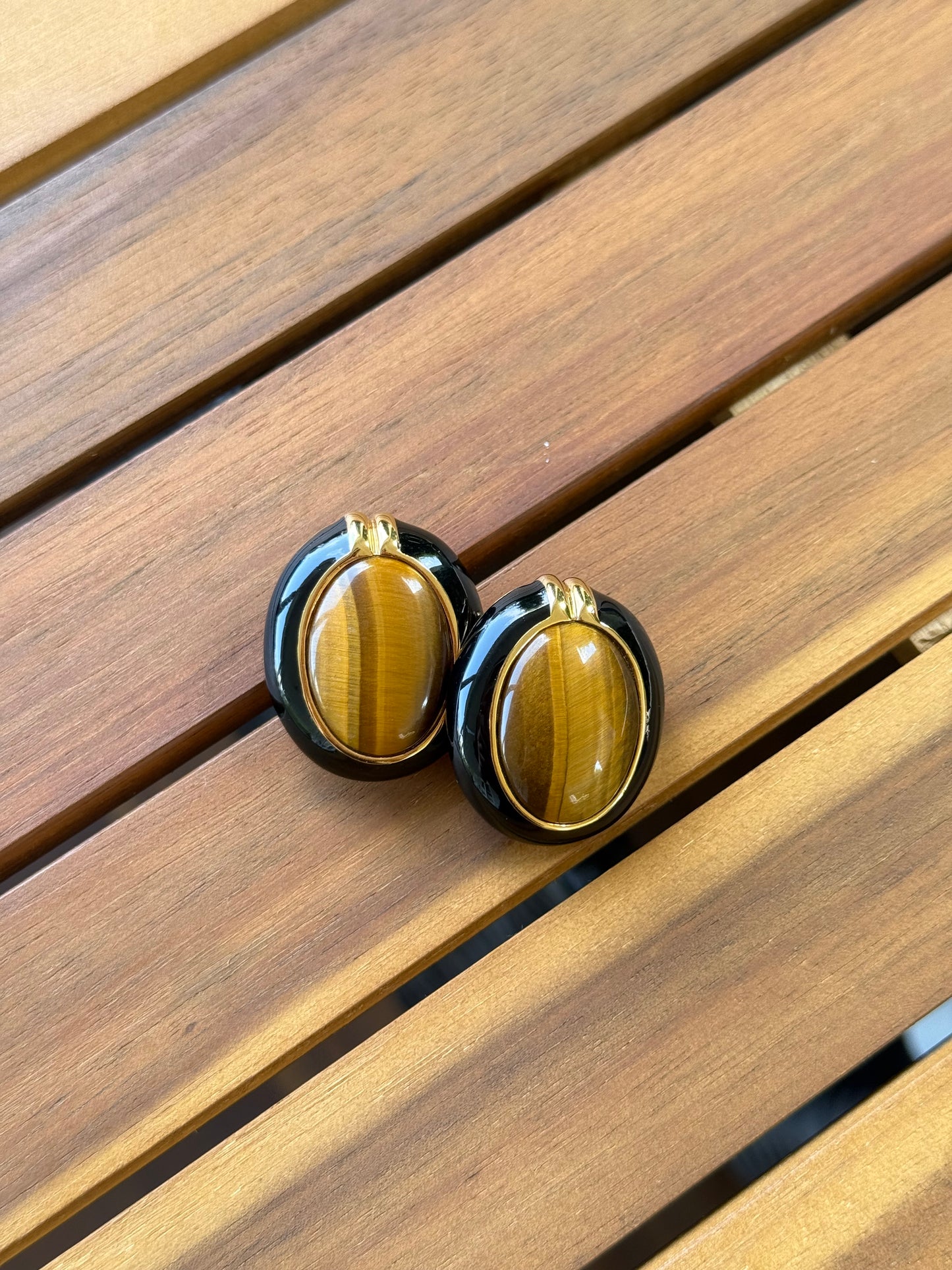 Vintage Ciner Tigers Eye Earrings