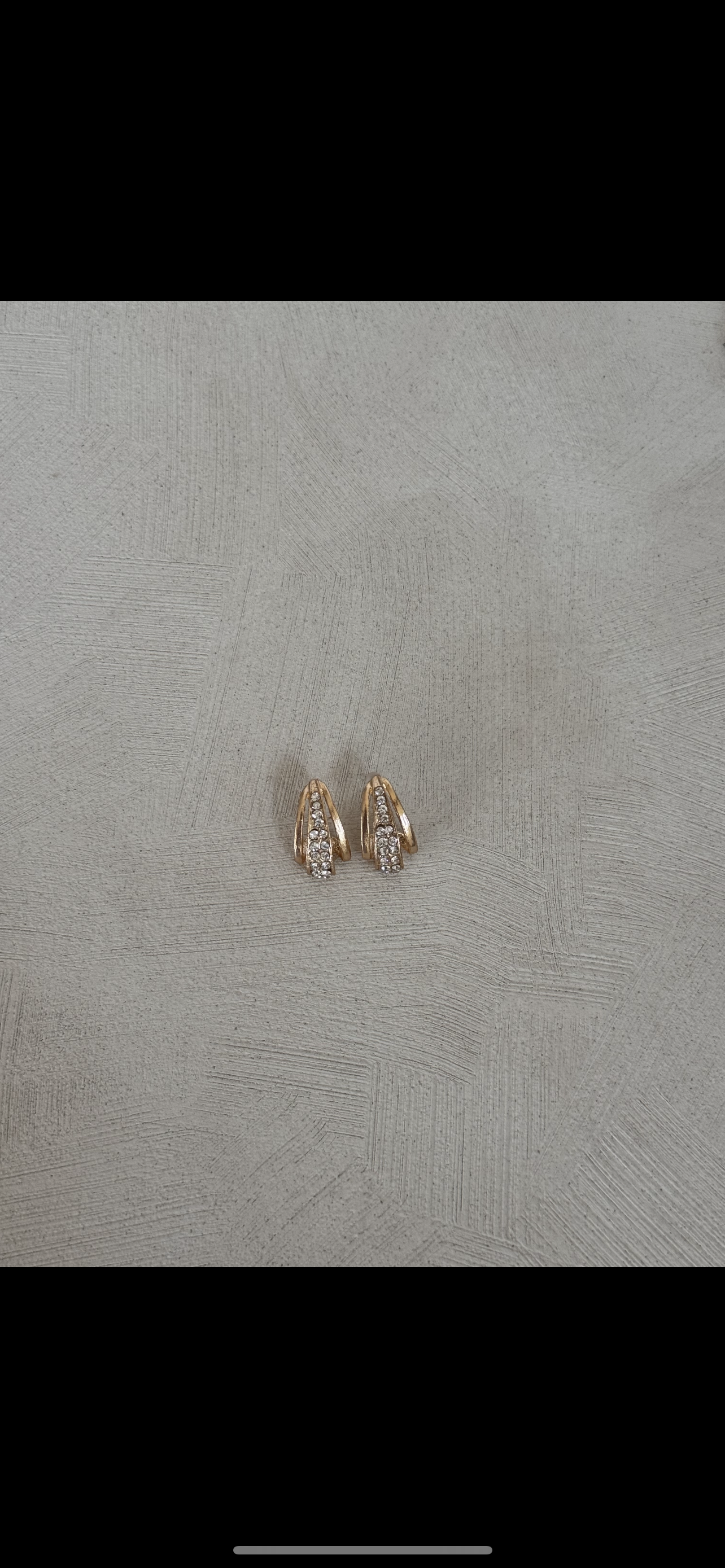 Gold And Crystal Dainty Half Hoop Earrings