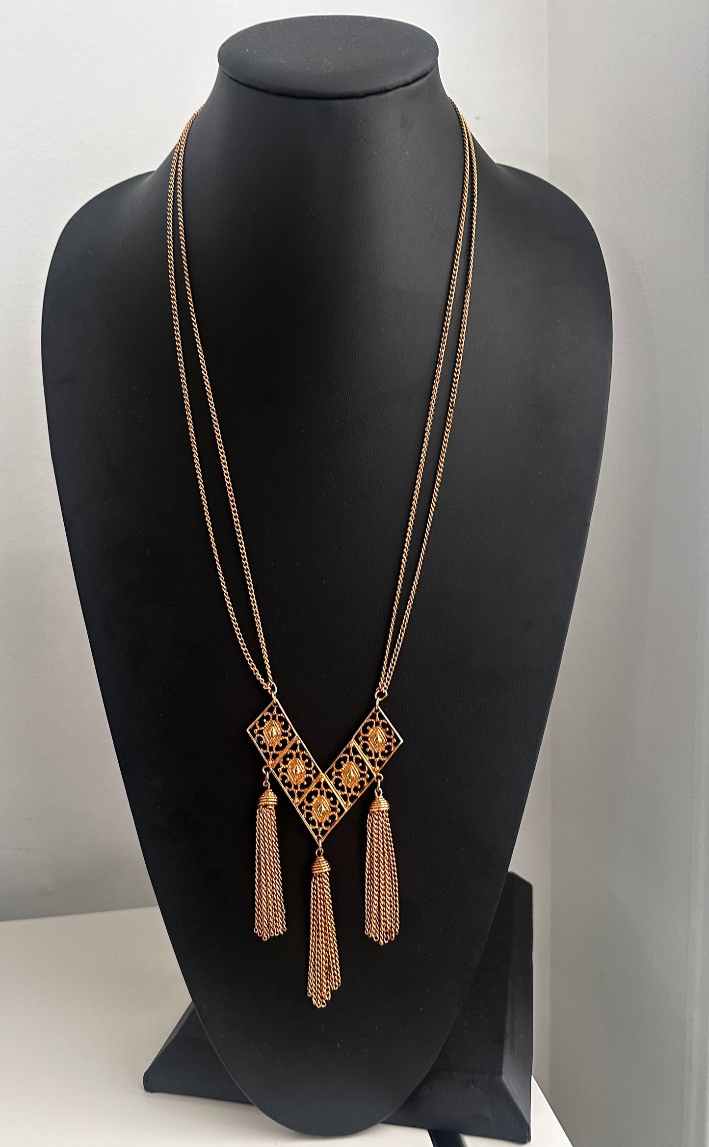 Gold Tassel Pendant Necklace