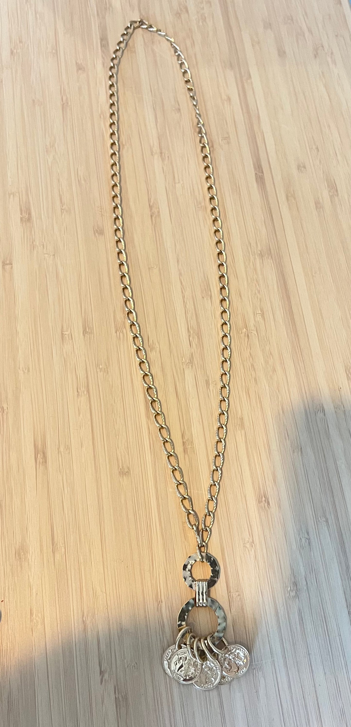Gold Multi Coin Pendant Necklace
