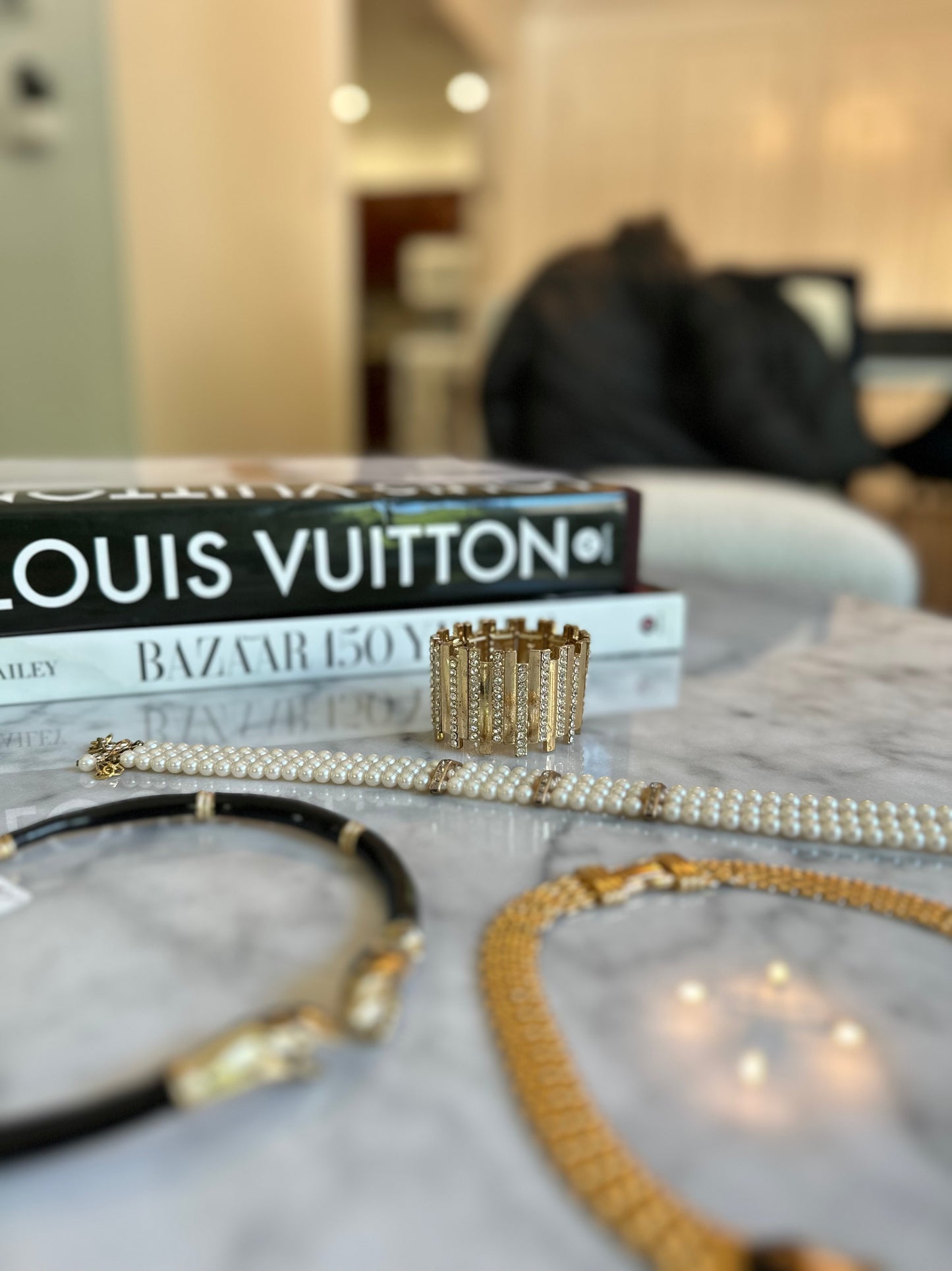 Gold And Crystal Wide Cuff