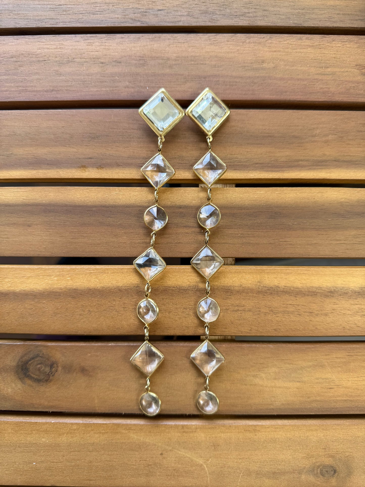 Gold Tone Dangle Rhinestone Earrings