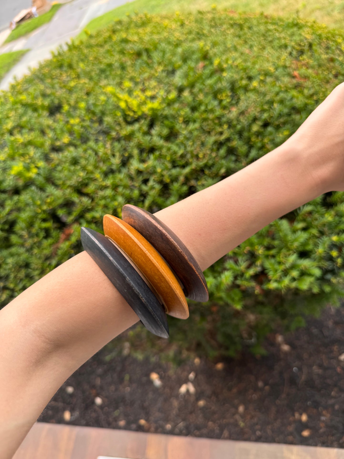 Vintage Set of Three Wood Bangles