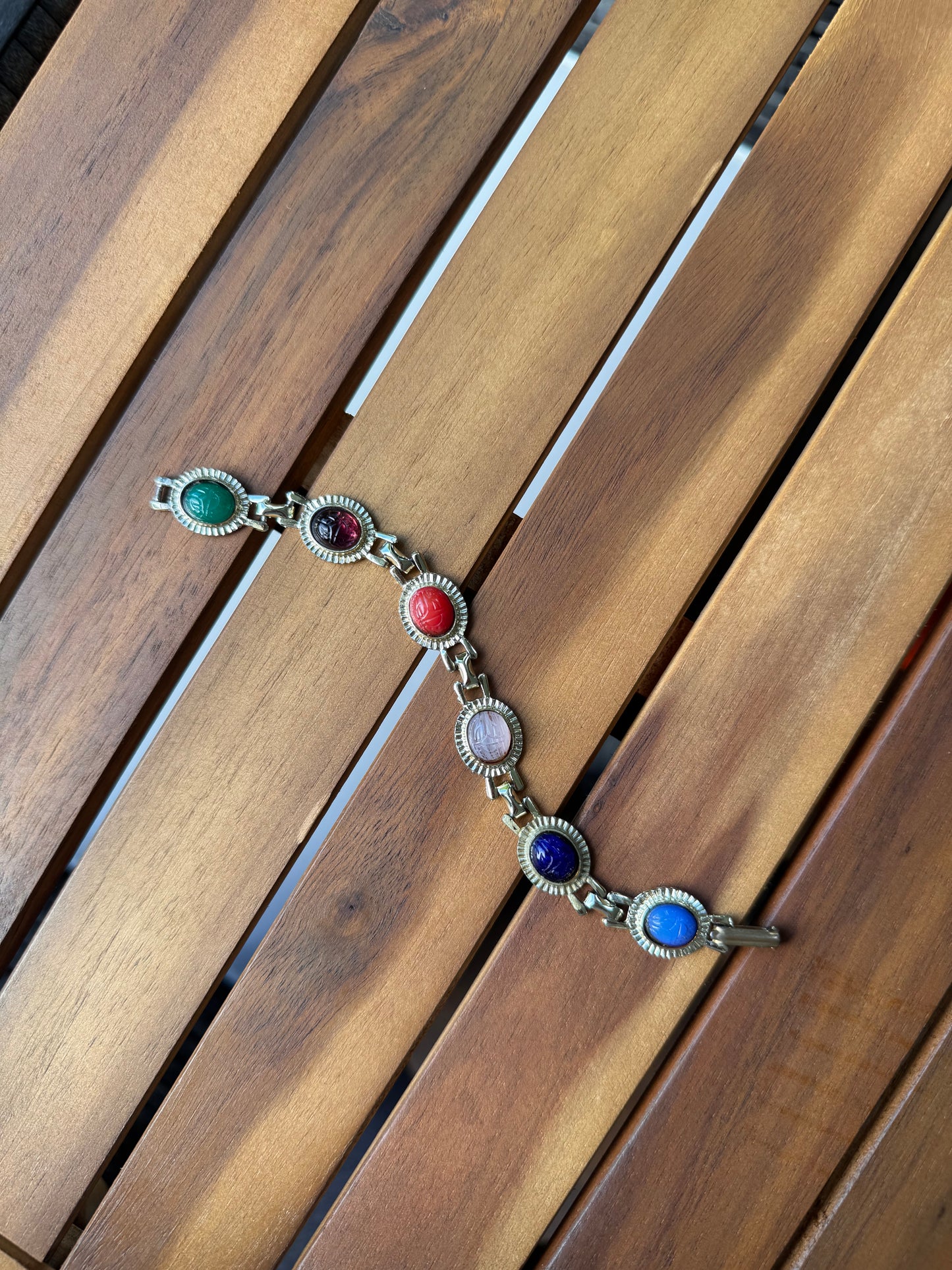 Vintage Scarab Stone Bracelet