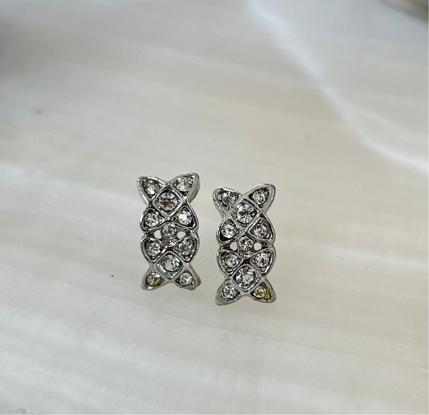 Silver Toned Crystal Earrings