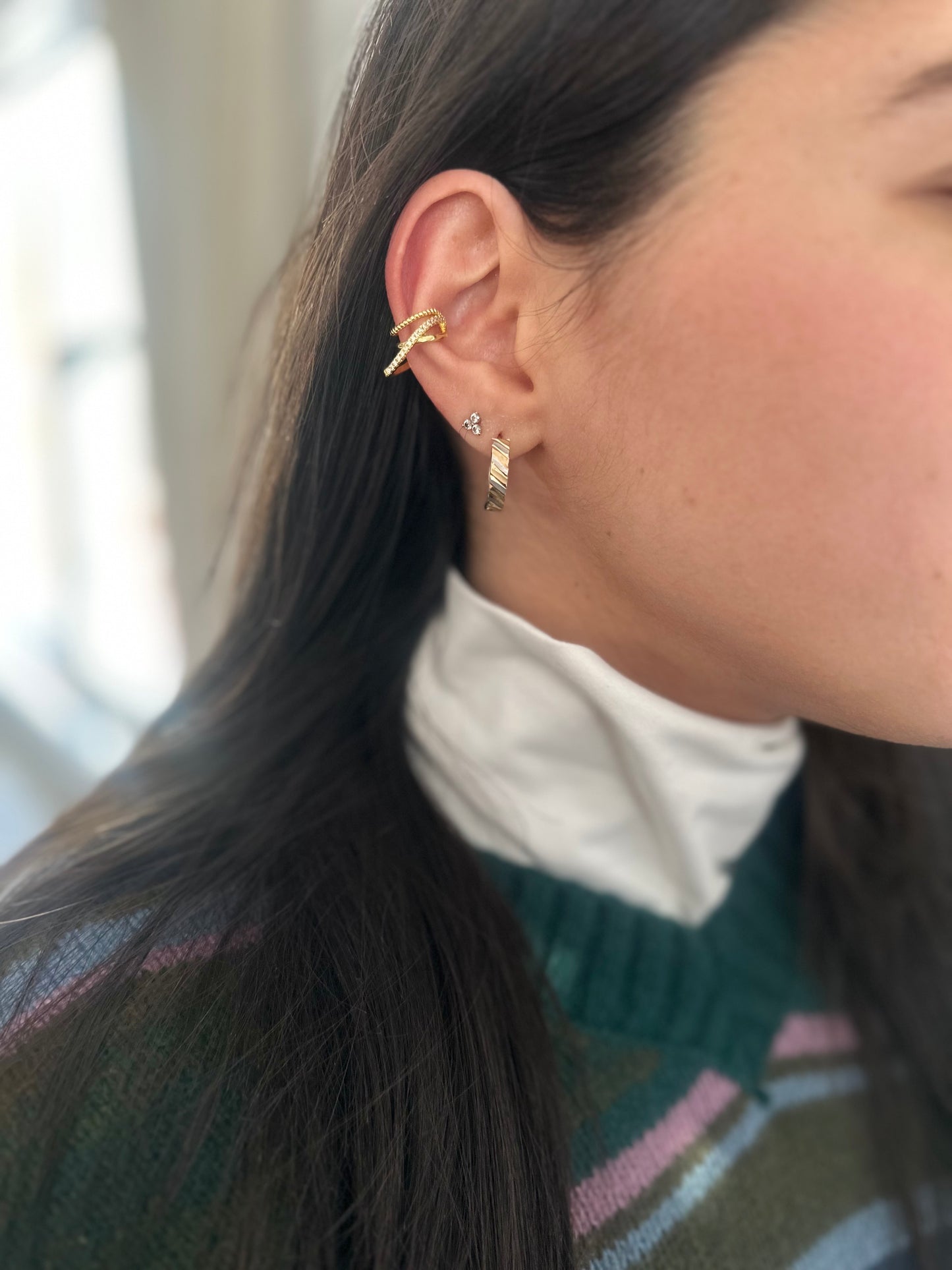 Wire and Crystal Ear Cuff