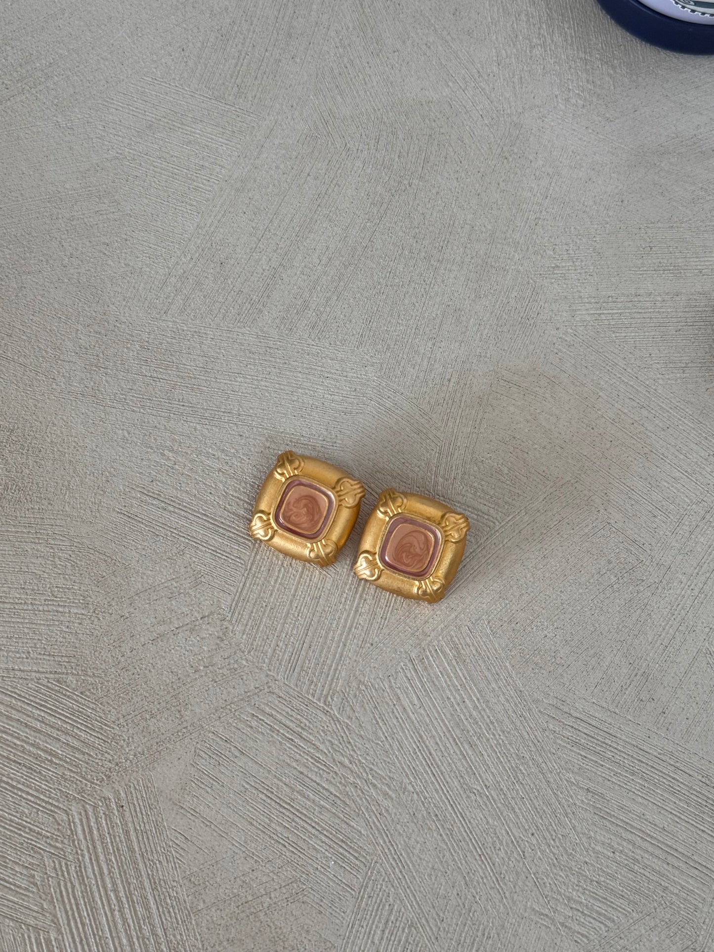 Matte Gold Peach Tone Earrings