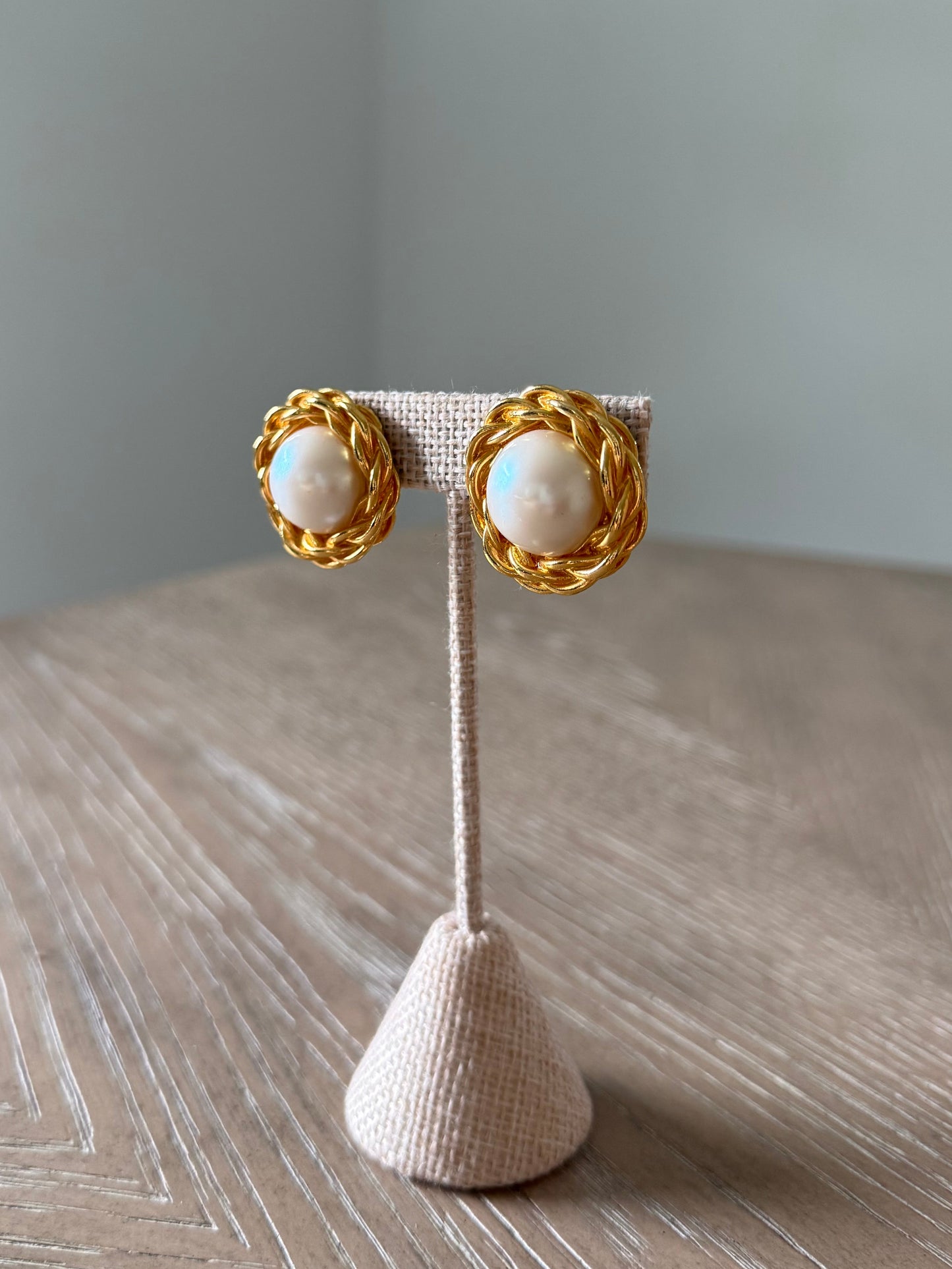 Vintage Pearl And Gold Earrings