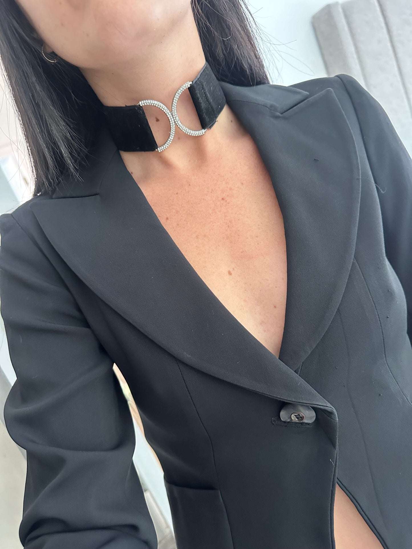 Black Velvet And Rhinestone Choker