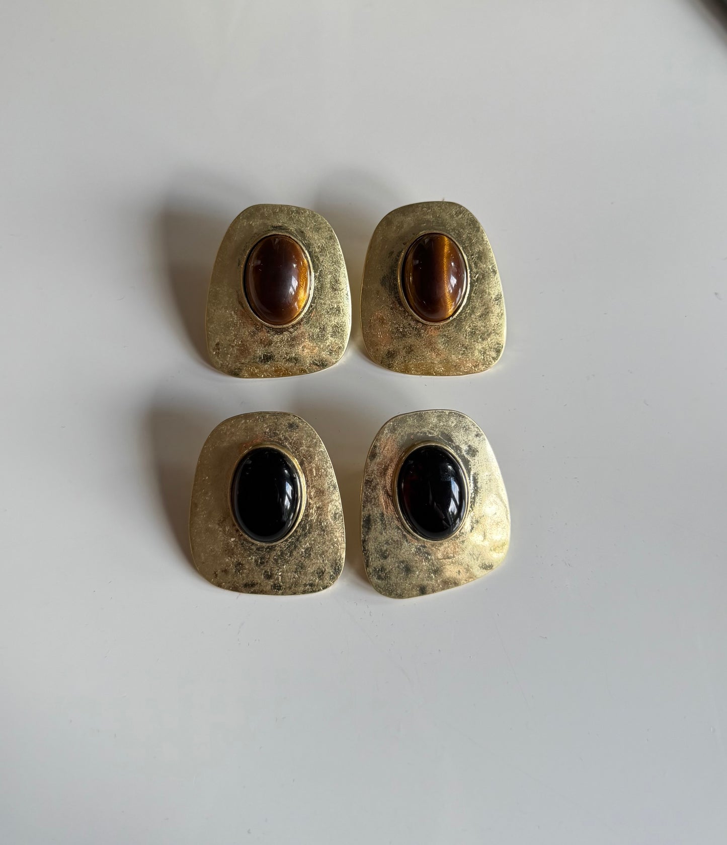 Gold Hammered Large Earrings