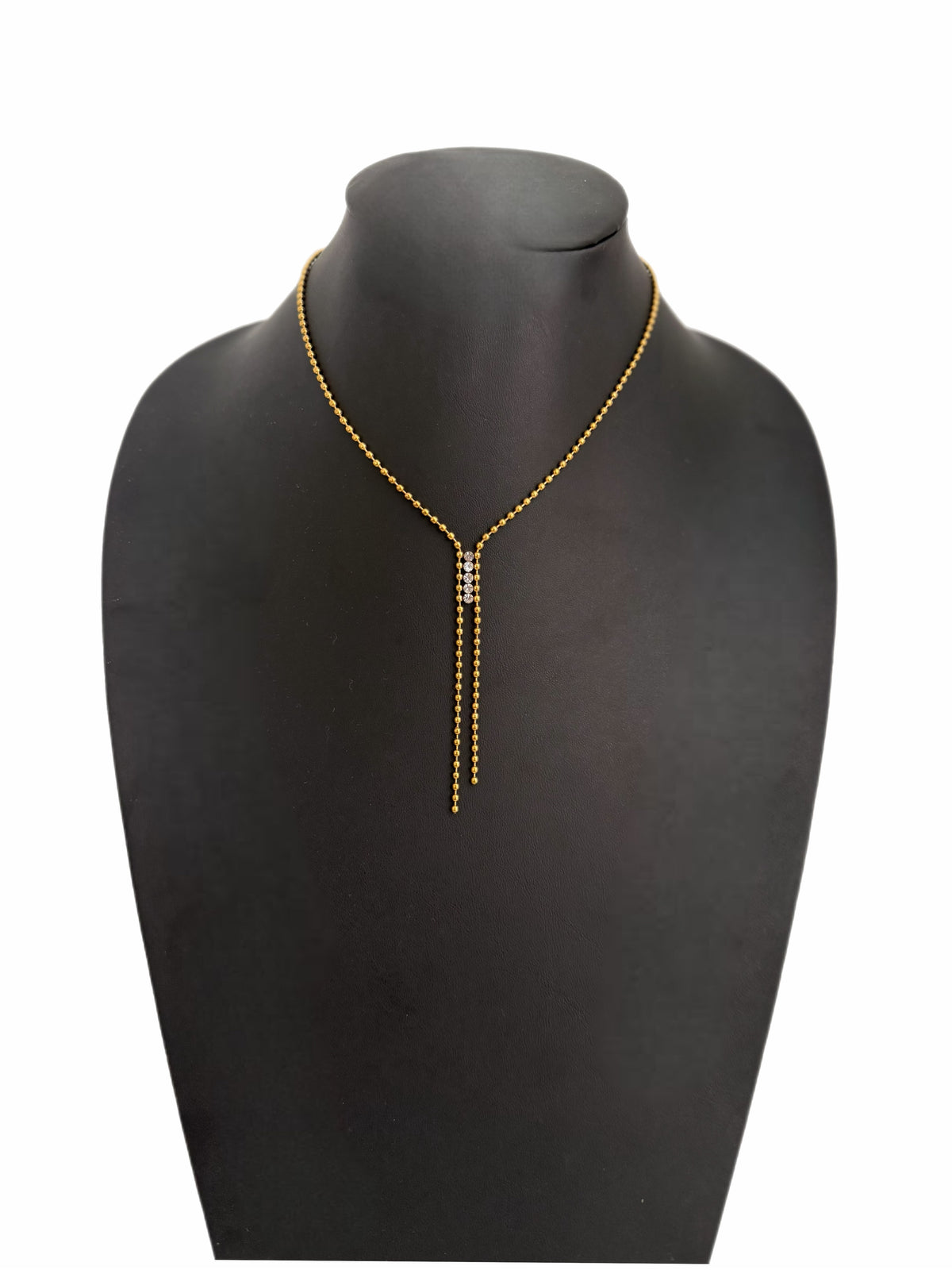 Gold Ball and Rhinestone Lariat Necklace (Copy)