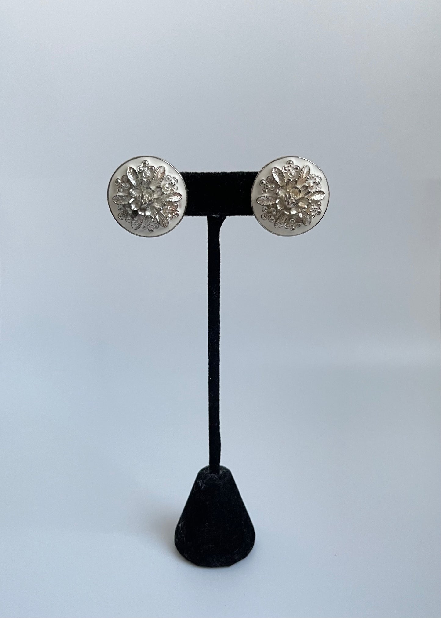 Vintage Flower Clip Back Earrings