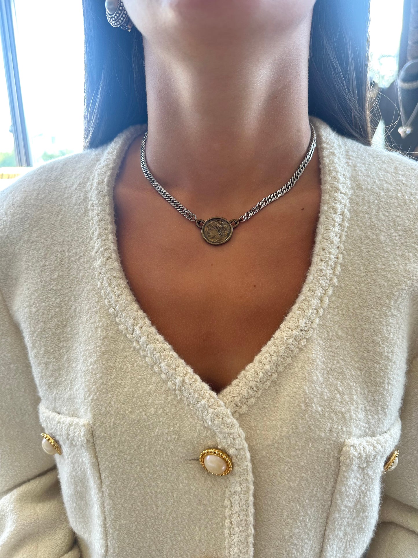 Coin Silver Chain Necklace