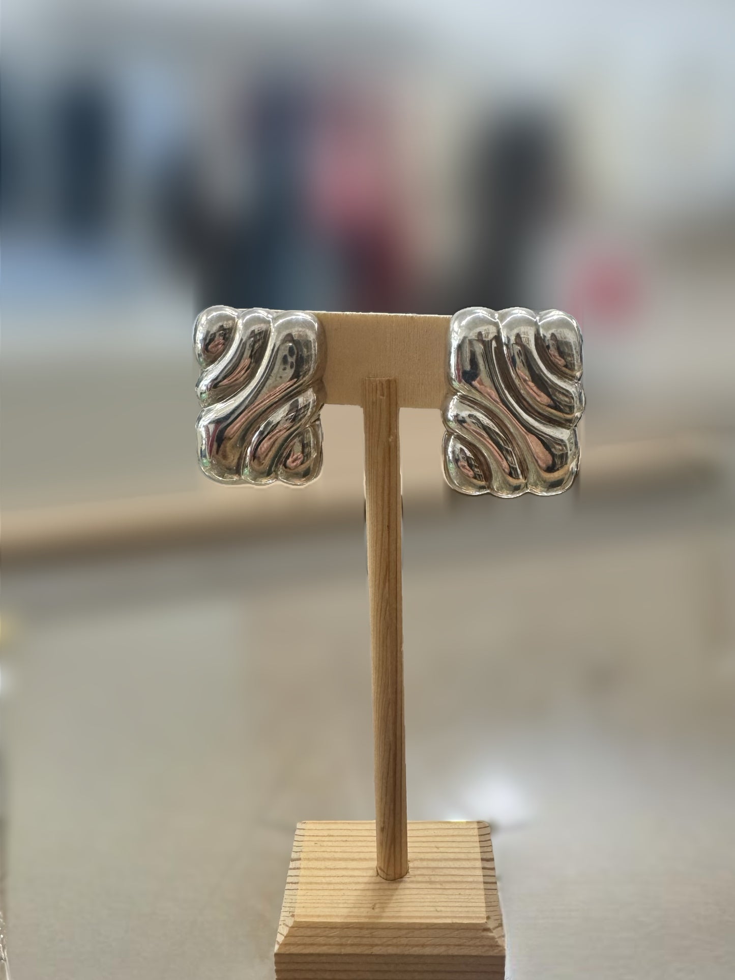 Vintage Silver Rectangle Earrings