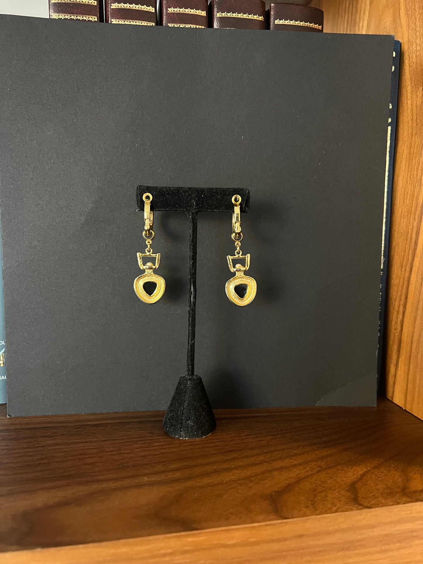 Black And Gold Dangle Earrings