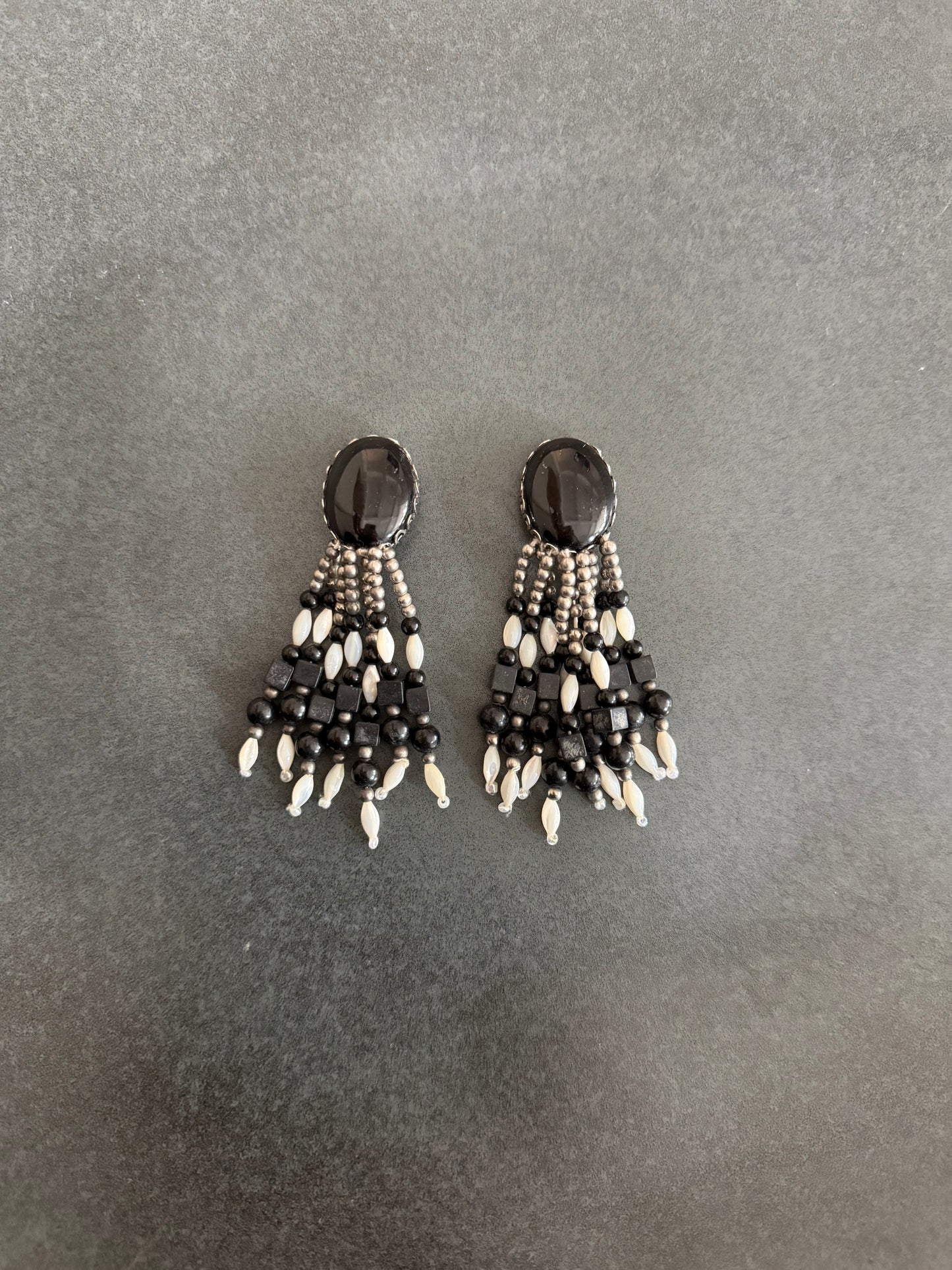 Black And White Beaded Earrings