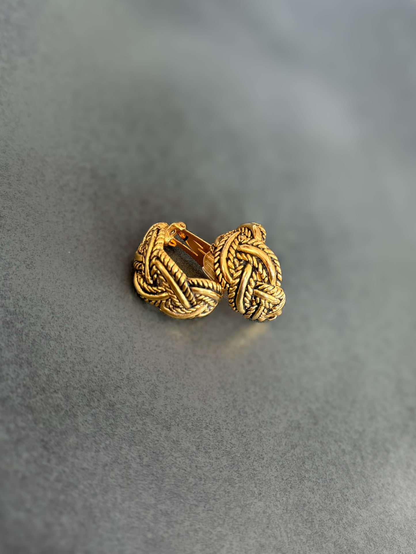 Gold Braided Clip On Earrings