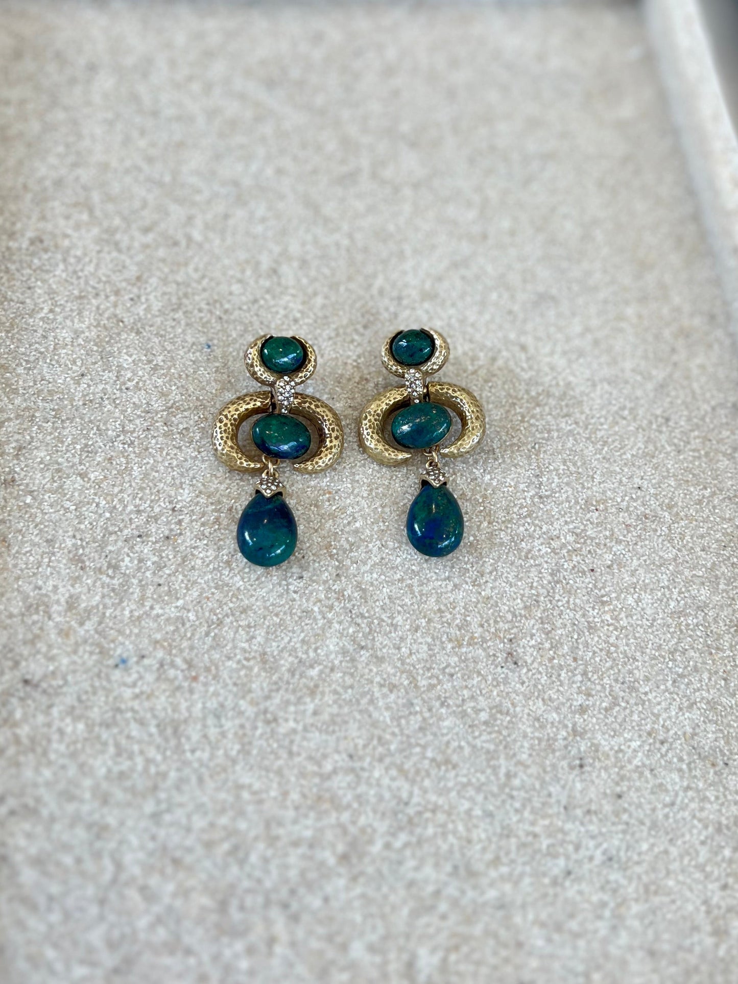 Vintage Mixed Green Stone Earrings