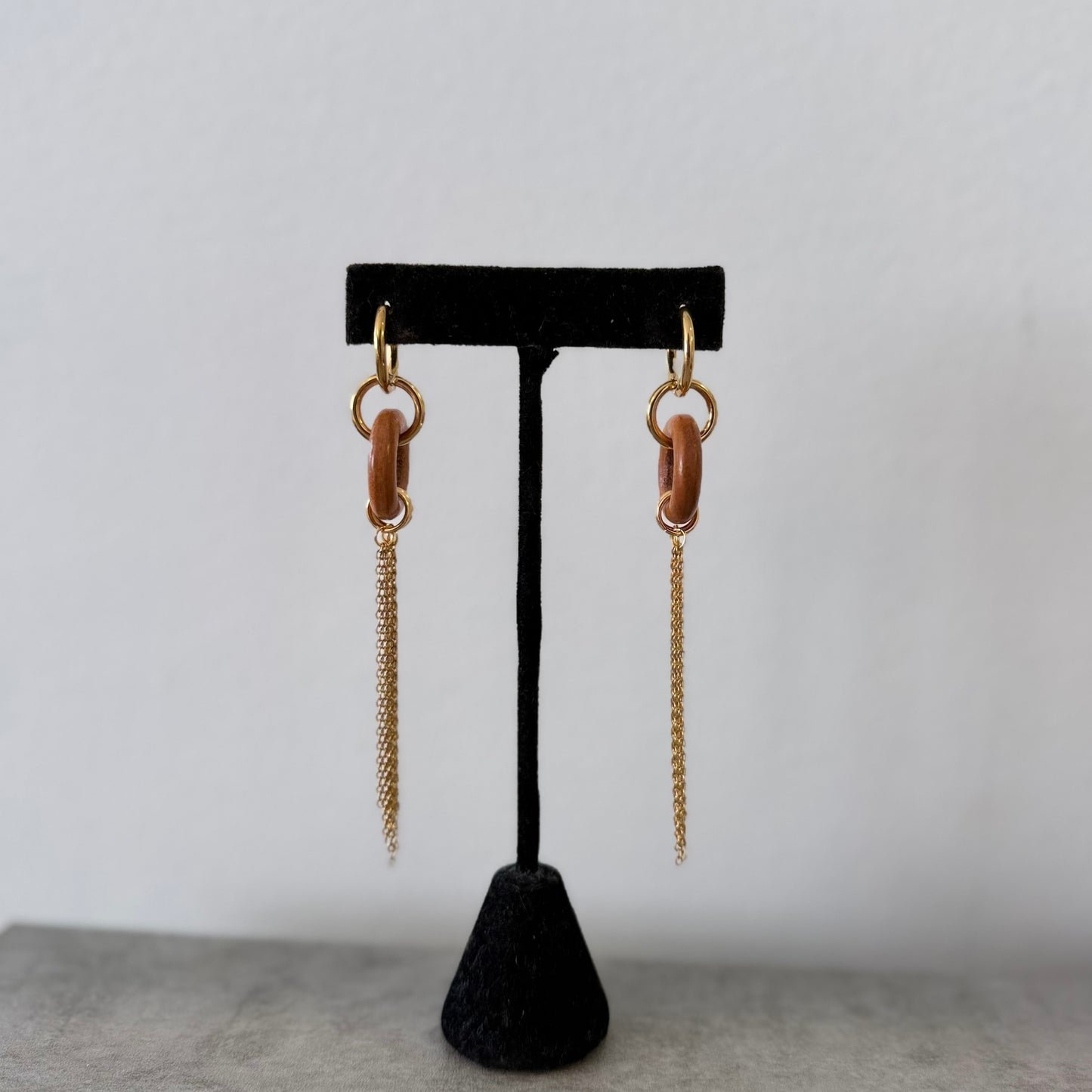 Wooden Circle Tassel Earring