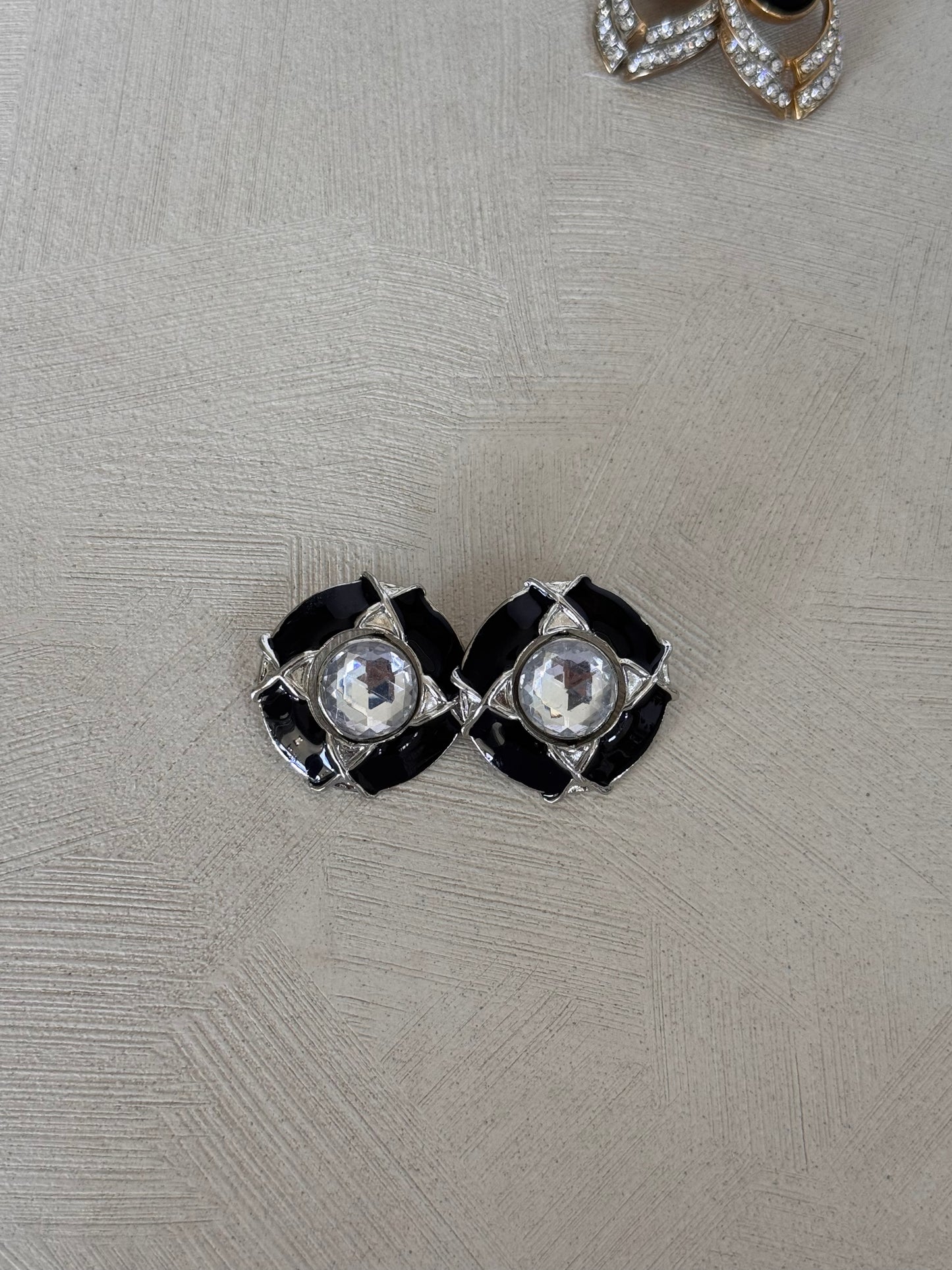 Black And White Crystal Reversible Earrings