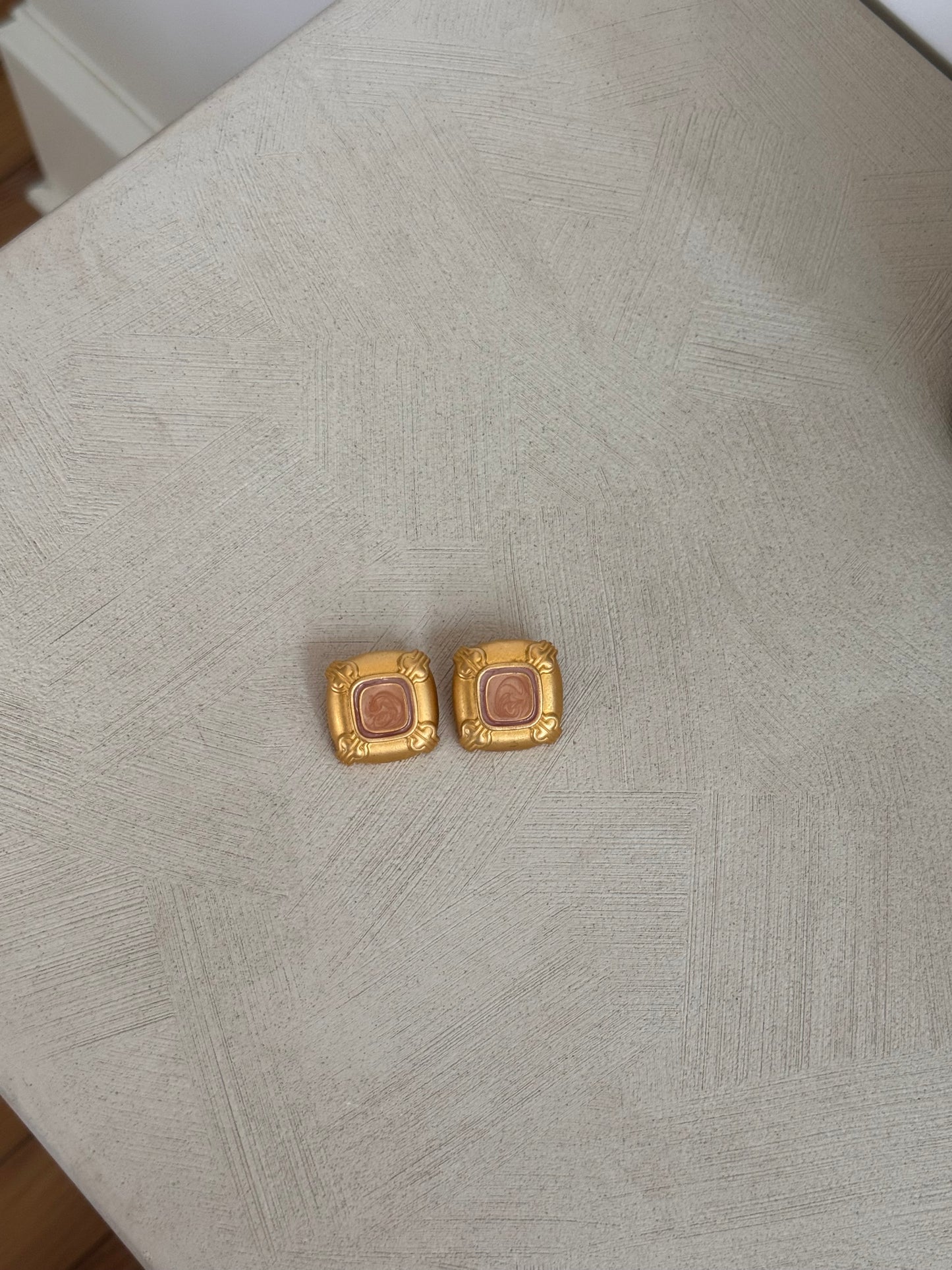 Matte Gold Peach Tone Earrings