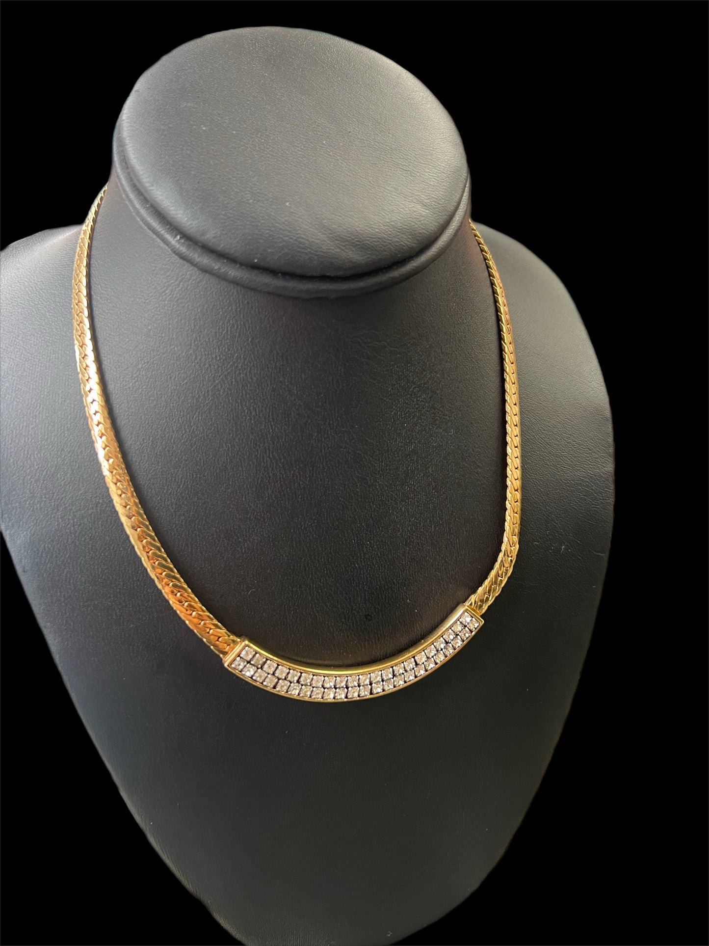 Gold and Crystal Collar Link Necklace