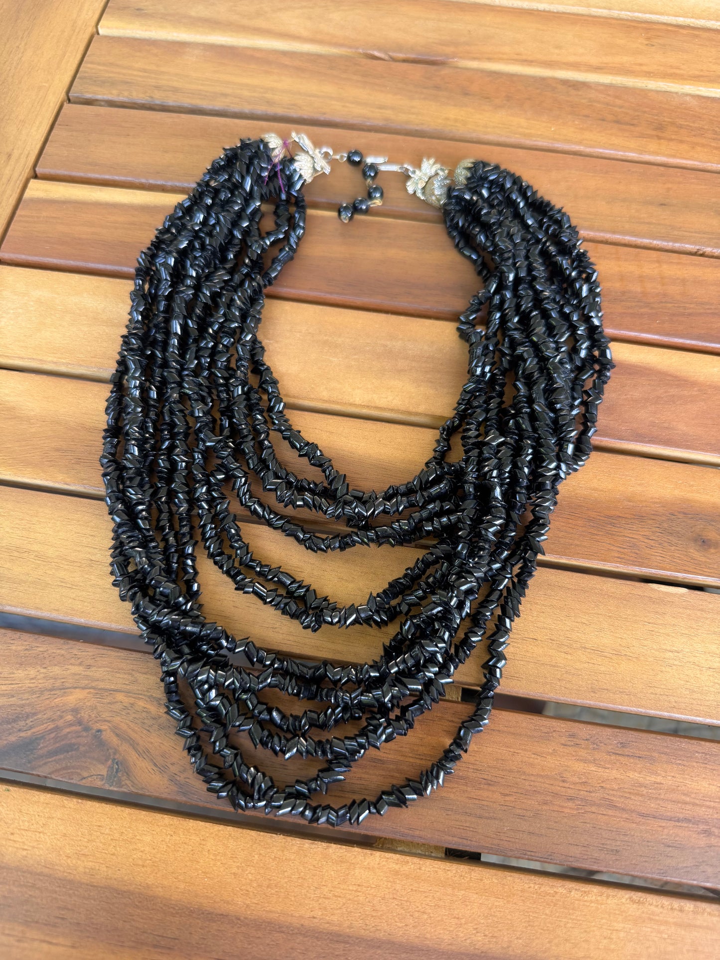 Black Beaded Layered Necklace