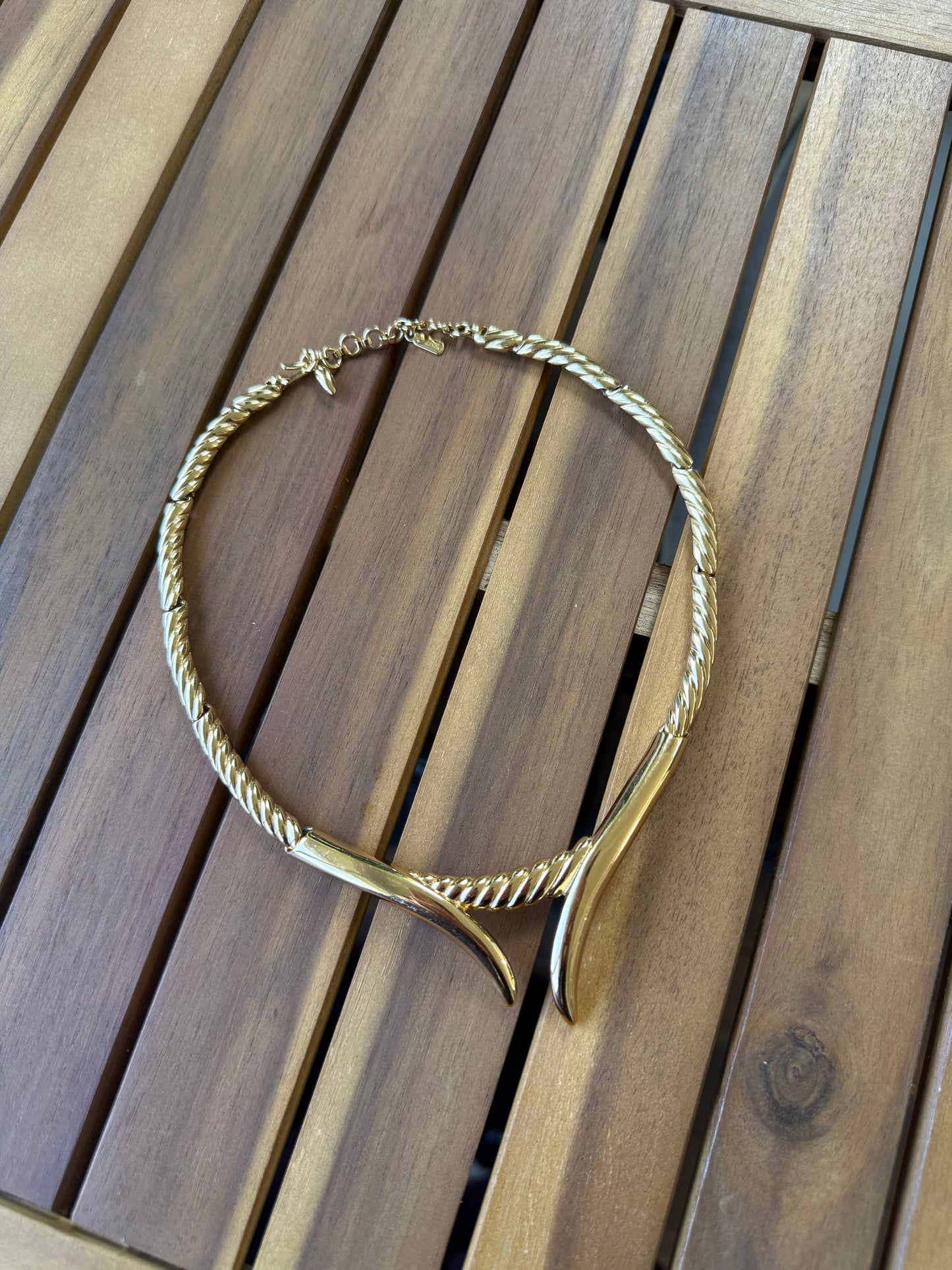 Vintage Gold Monet Twisted Paneled Choker Necklace