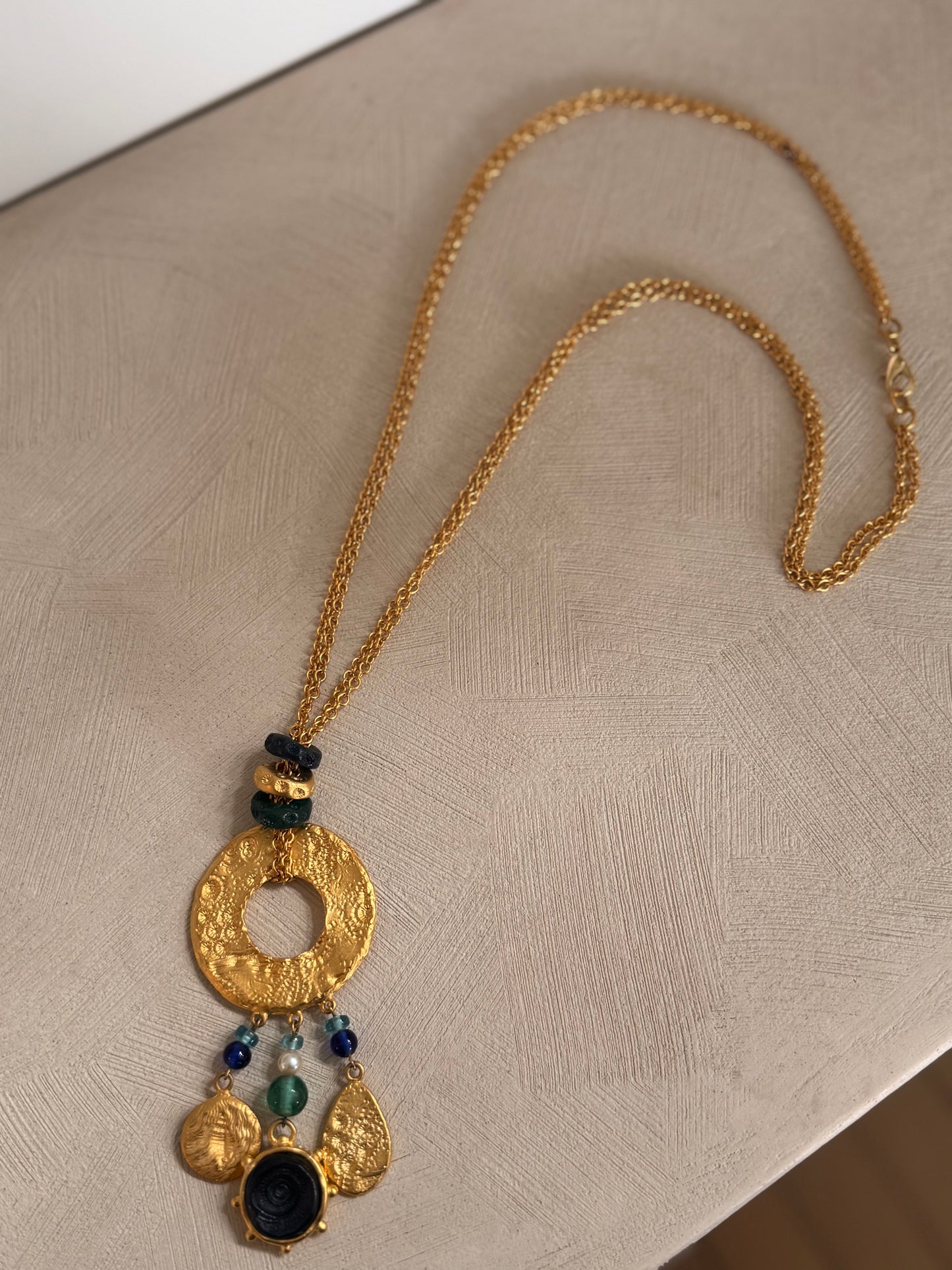 Vintage Double Chain Long Pendant Necklace
