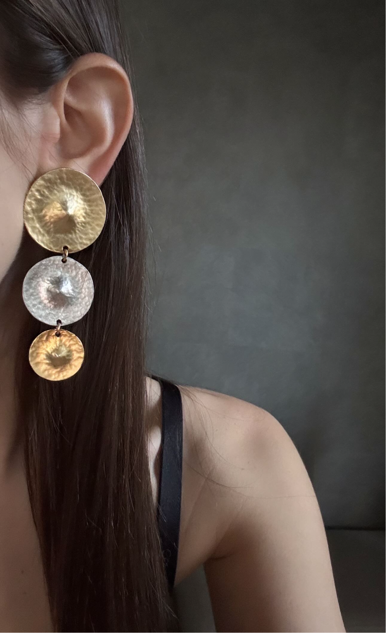 Vintage Hammered Circles Dangle Earrings